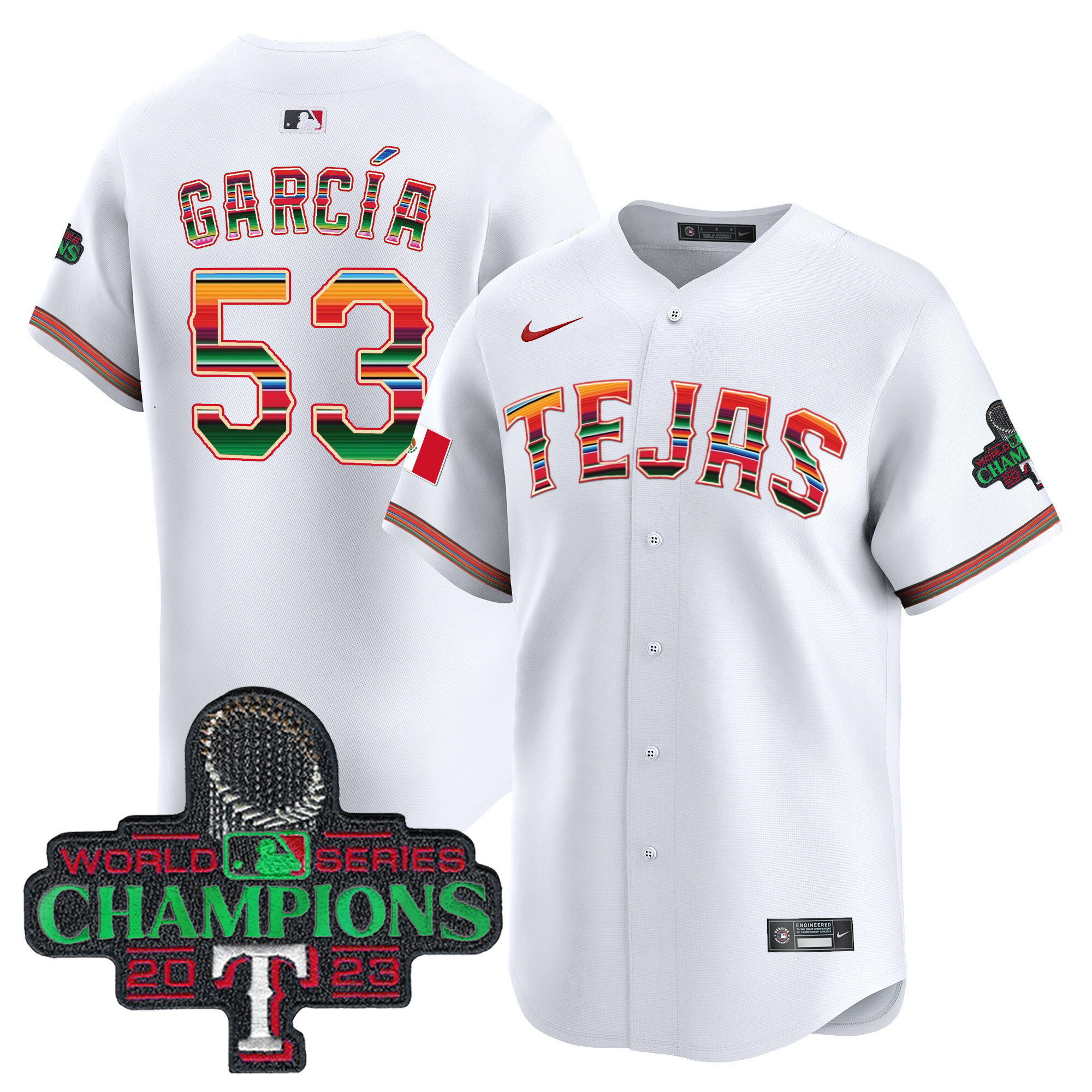 Adolis Garcia Men's Texas Rangers Mexico Champions Patch Vapor Premier Limited White Jersey
