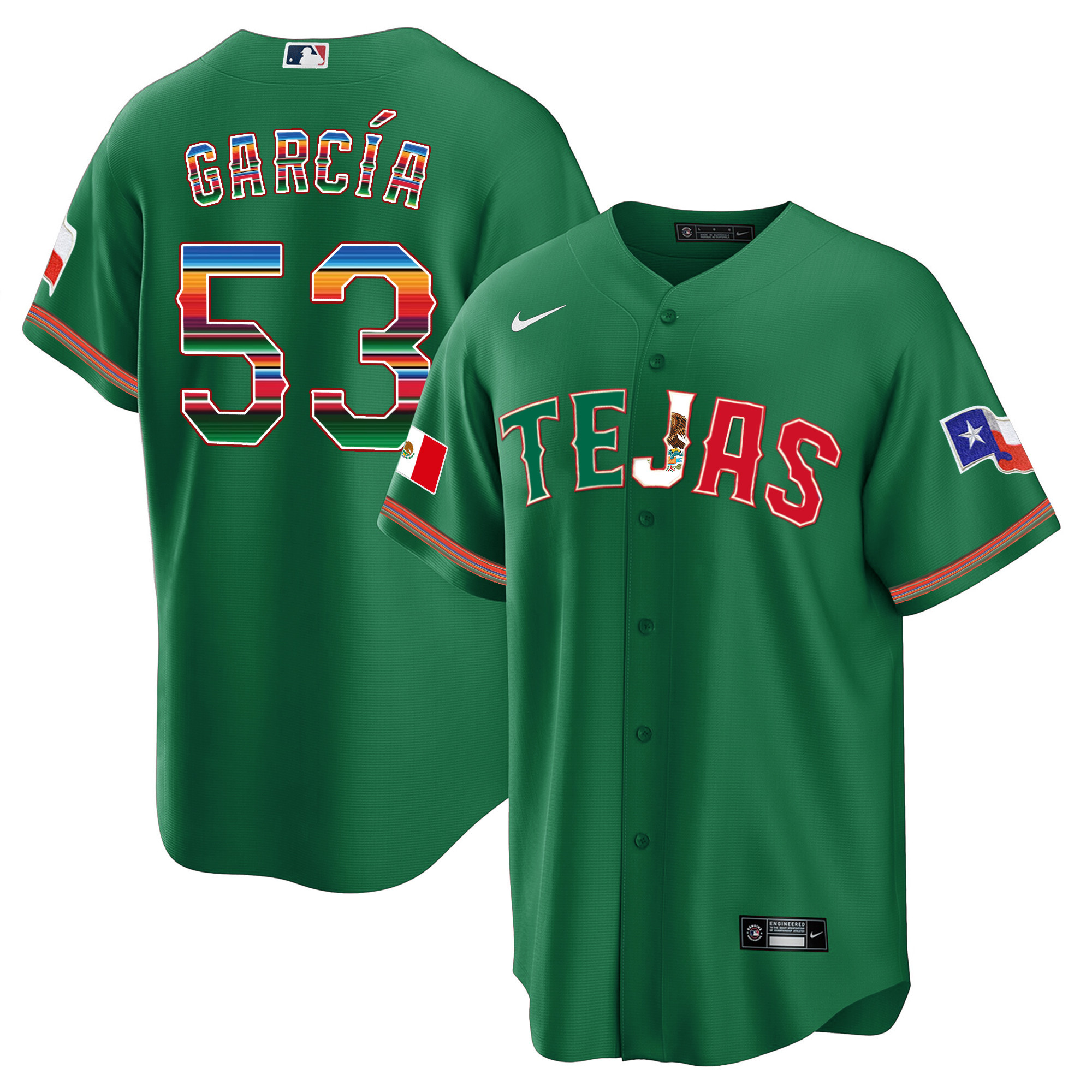 Adolis Garcia Men's Texas Rangers Mexico Flag Green Jersey