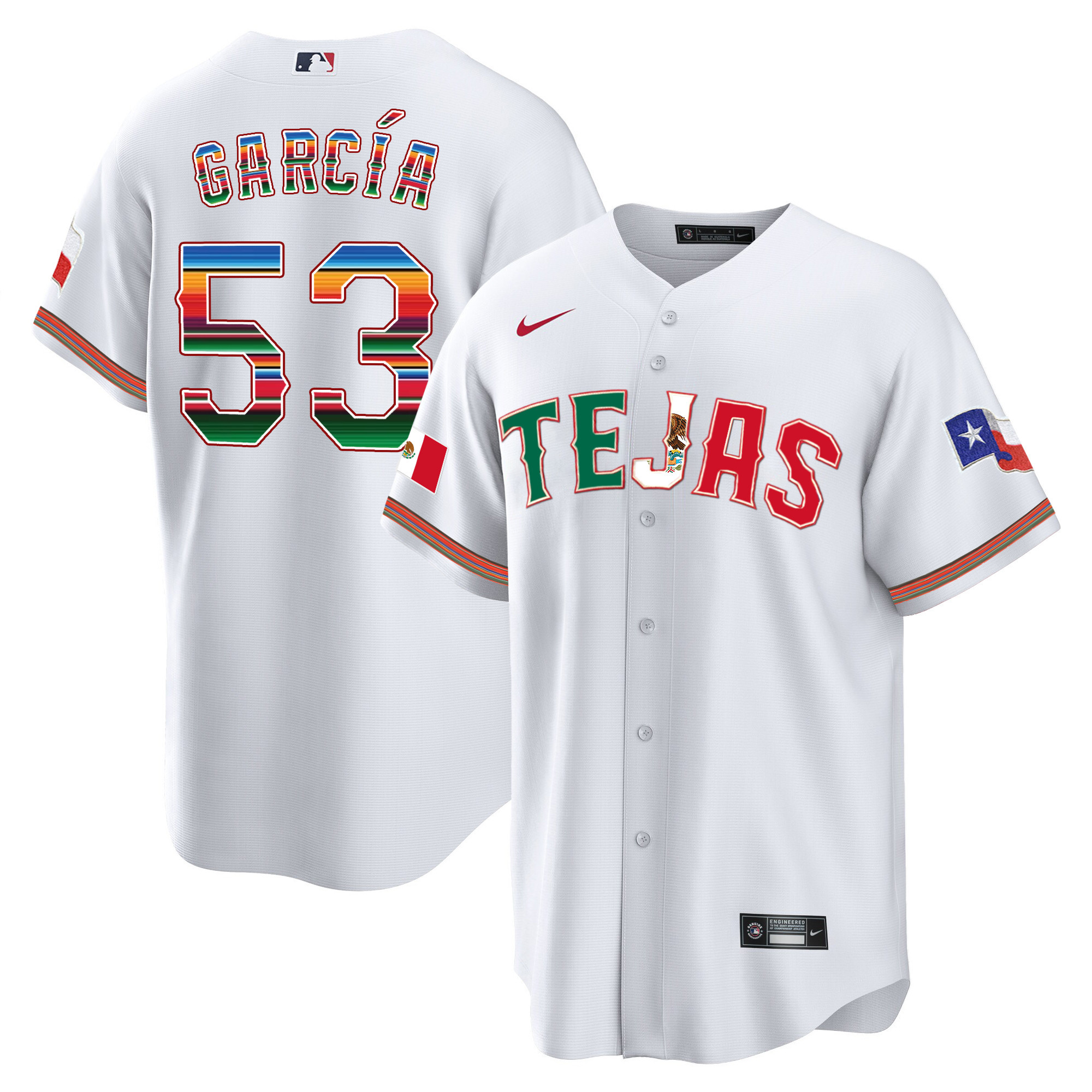 Adolis Garcia Men's Texas Rangers Mexico Flag White Jersey