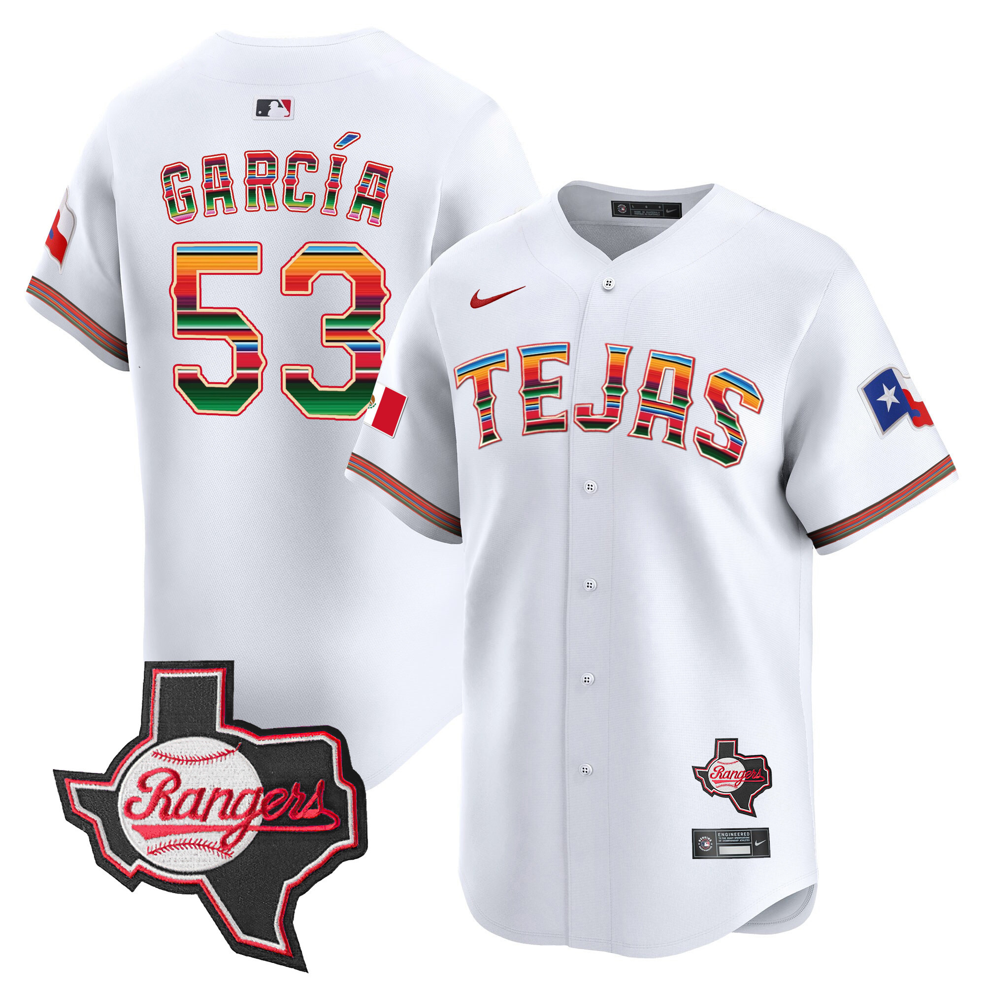 Adolis Garcia Men's Texas Rangers Mexico Texas Patch Vapor Premier Limited White Jersey