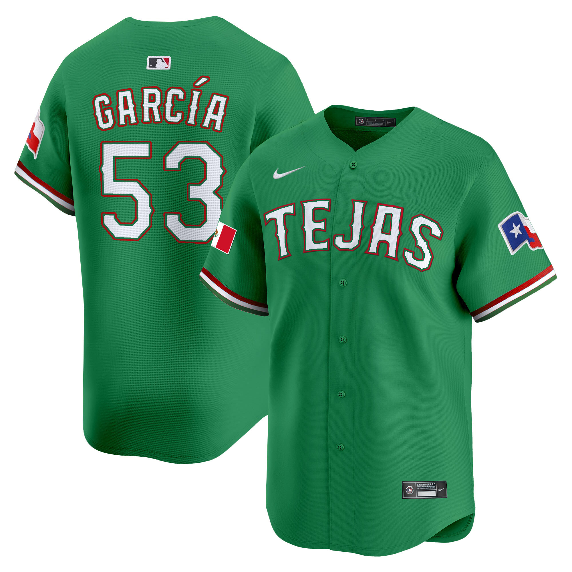 Adolis Garcia Men's Texas Rangers Mexico Vapor Premier Limited V2 Green Jersey