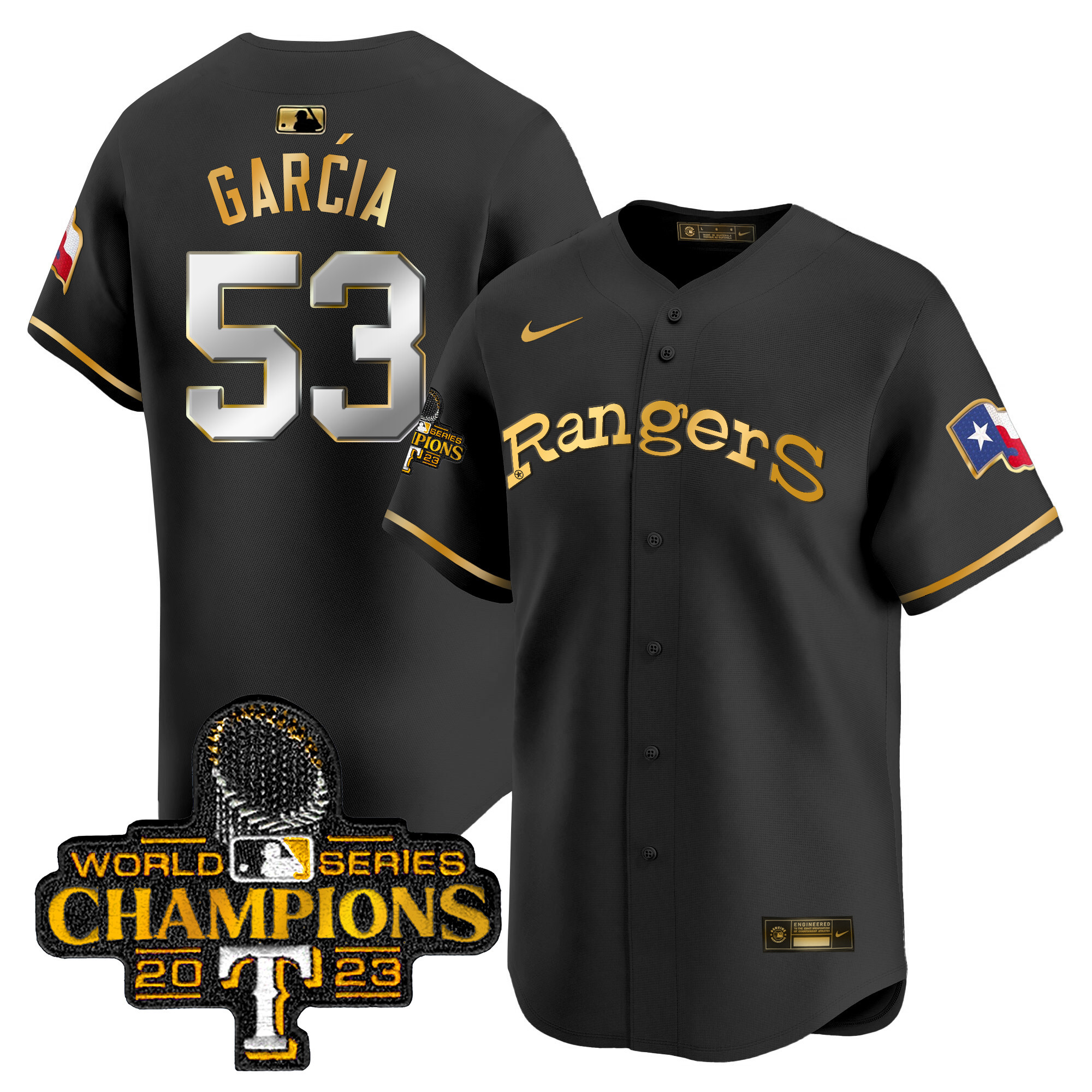 Adolis Garcia Men's Texas Rangers Throwback 1972 Vapor Premier Limited Black Gold Jersey
