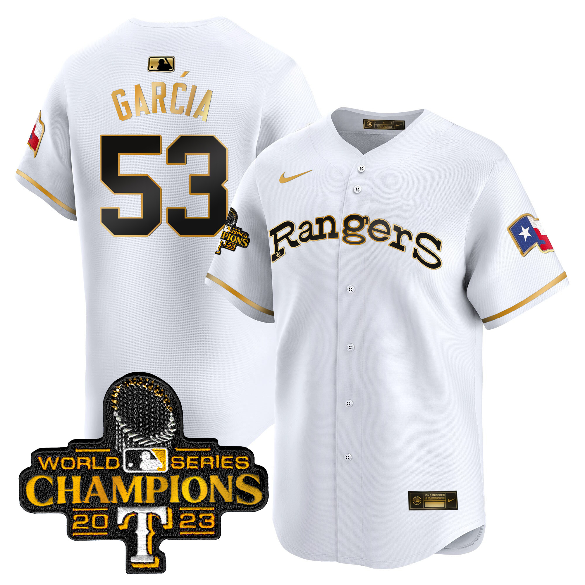 Adolis Garcia Men's Texas Rangers Throwback 1972 Vapor Premier Limited White Gold Jersey