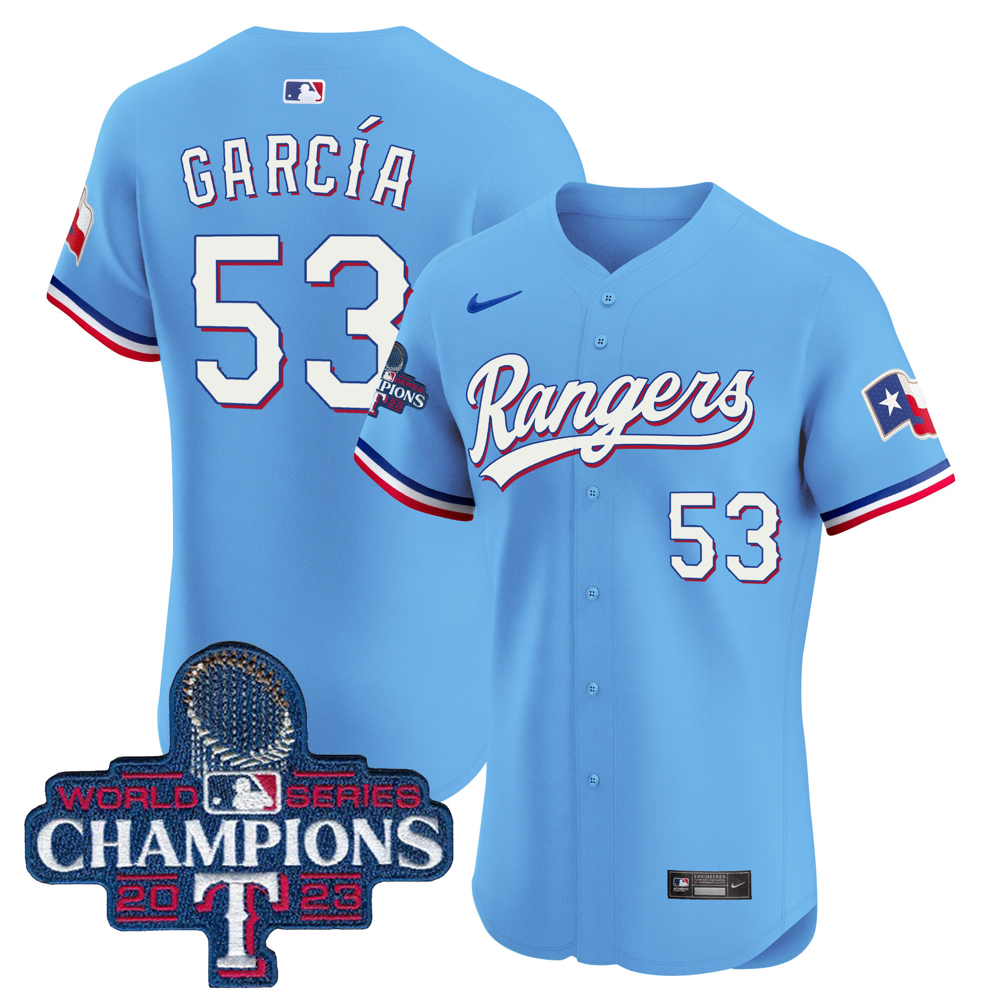 Adolis Garcia Men's Texas Rangers World Series Champions Vapor Premier Elite Blue Jersey