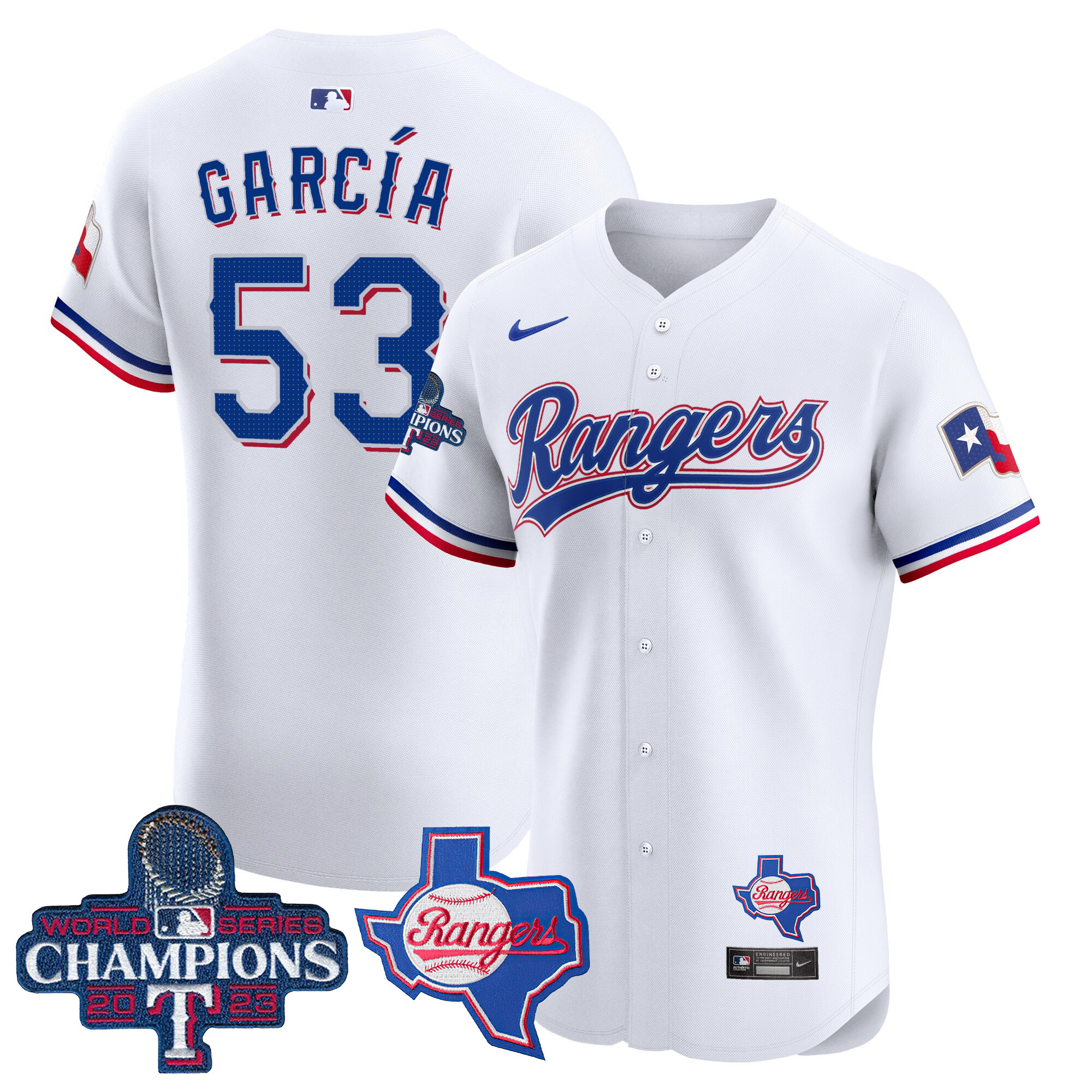 Adolis Garcia Men's Texas Rangers World Series Champions Vapor Premier Elite V2 White Jersey