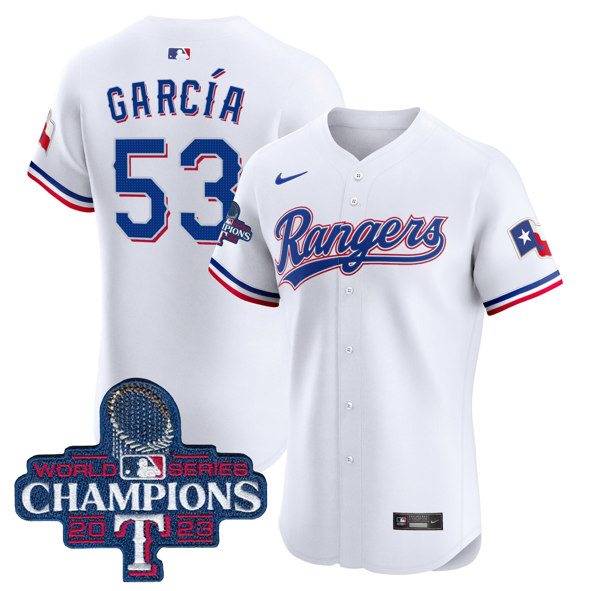 Adolis Garcia Men's Texas Rangers World Series Champions Vapor Premier Elite White Jersey