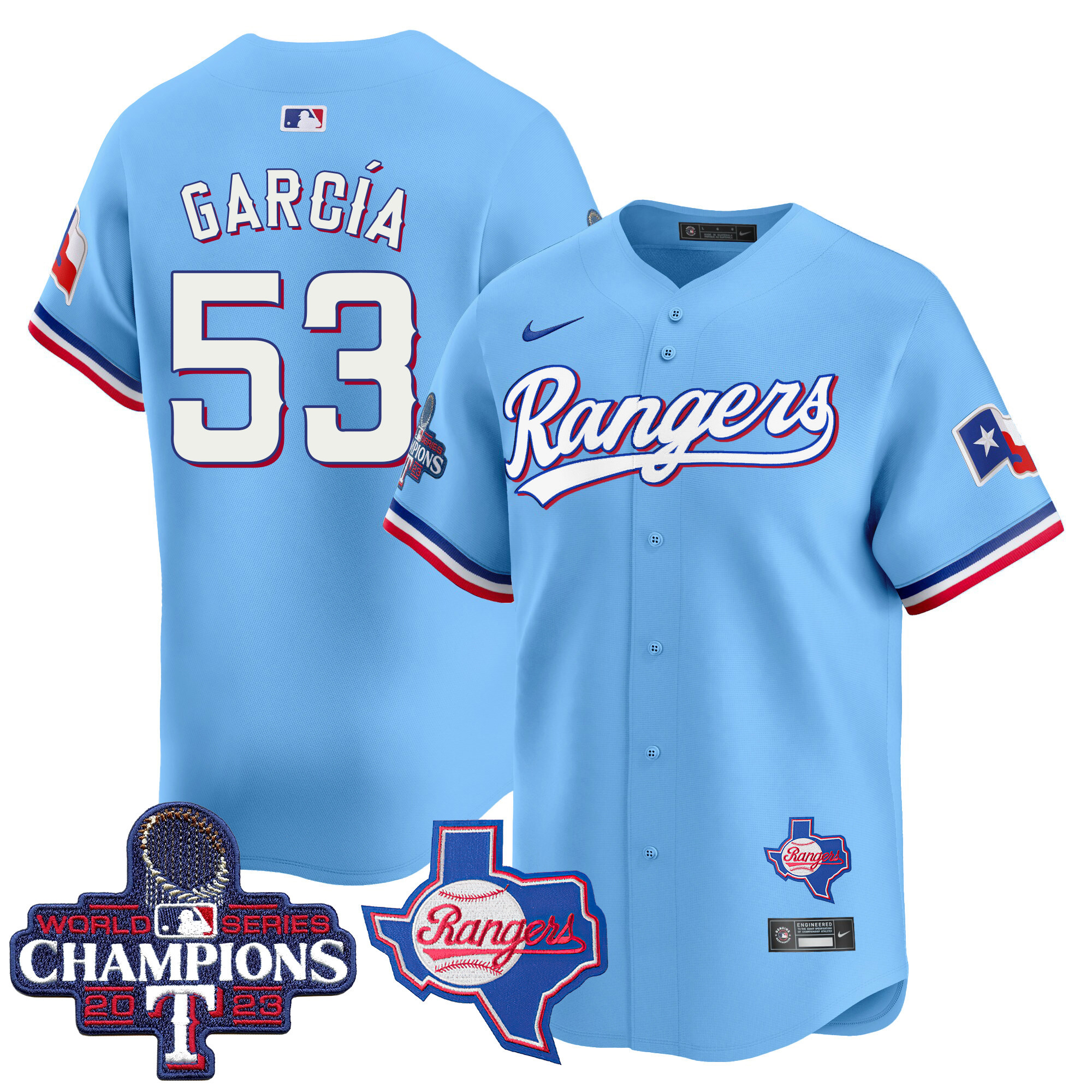 Adolis Garcia Men's Texas Rangers World Series Champions Vapor Premier Limited V2 Blue Jersey