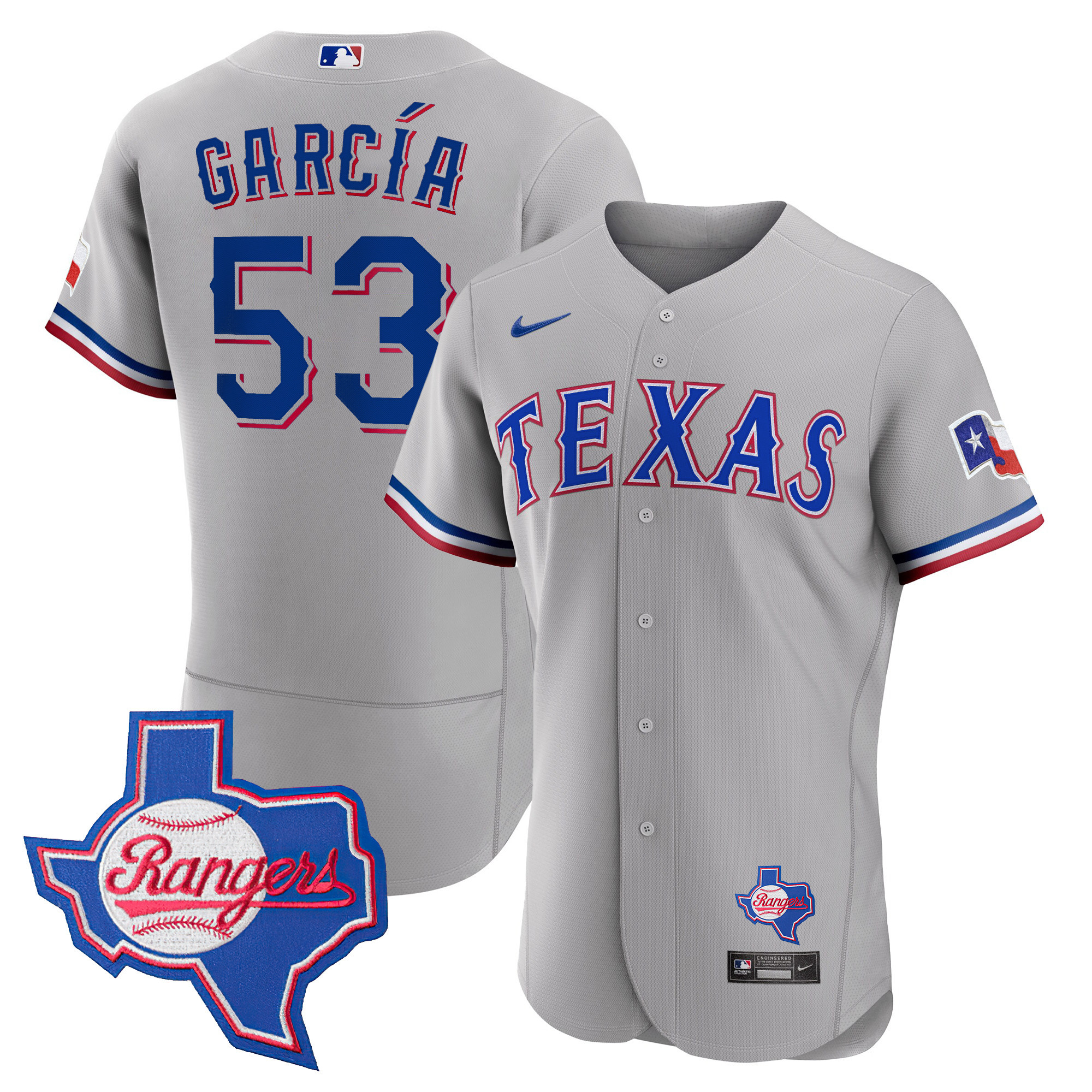 Adolis Garcia Texas Rangers Gray Flex Base - Texas Patch Jersey