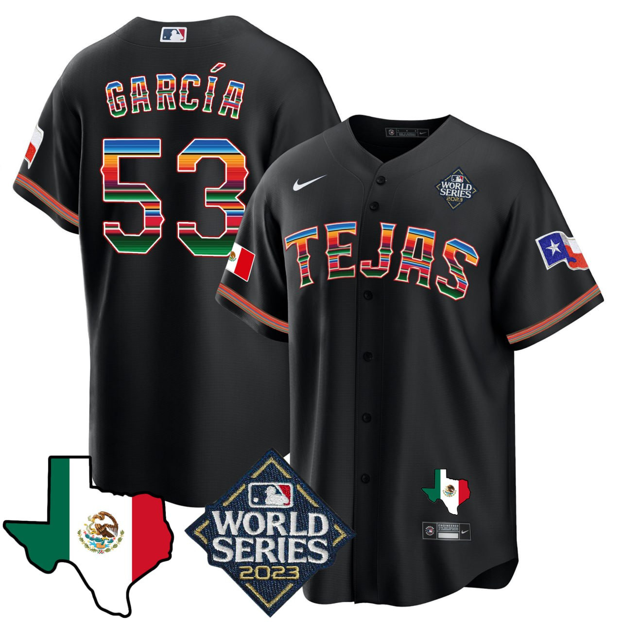 Adolis Garcia Texas Rangers Mexico World Series Black Jersey