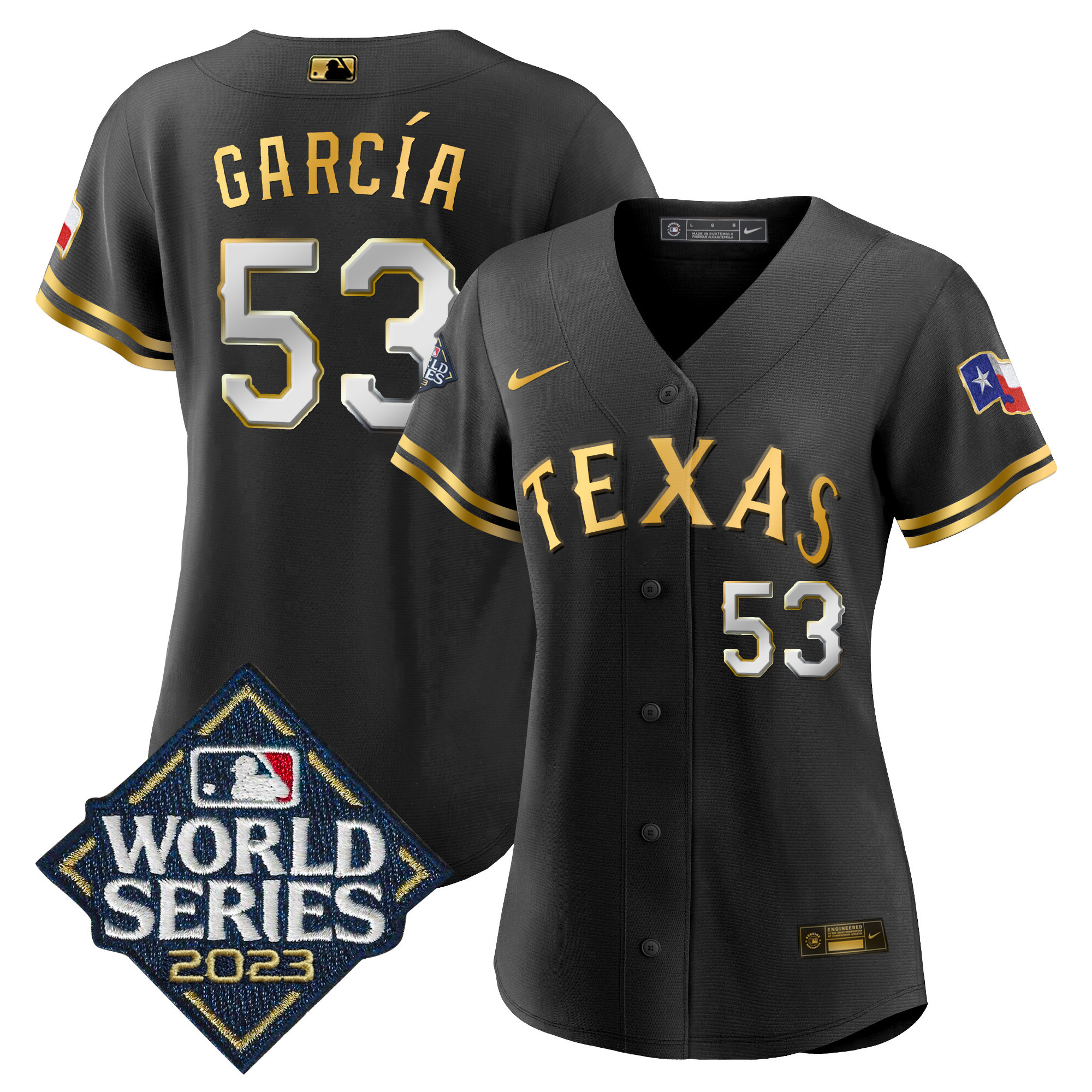 Adolis Garcia Women's Texas Rangers World Series Baseball Black Gold Jersey