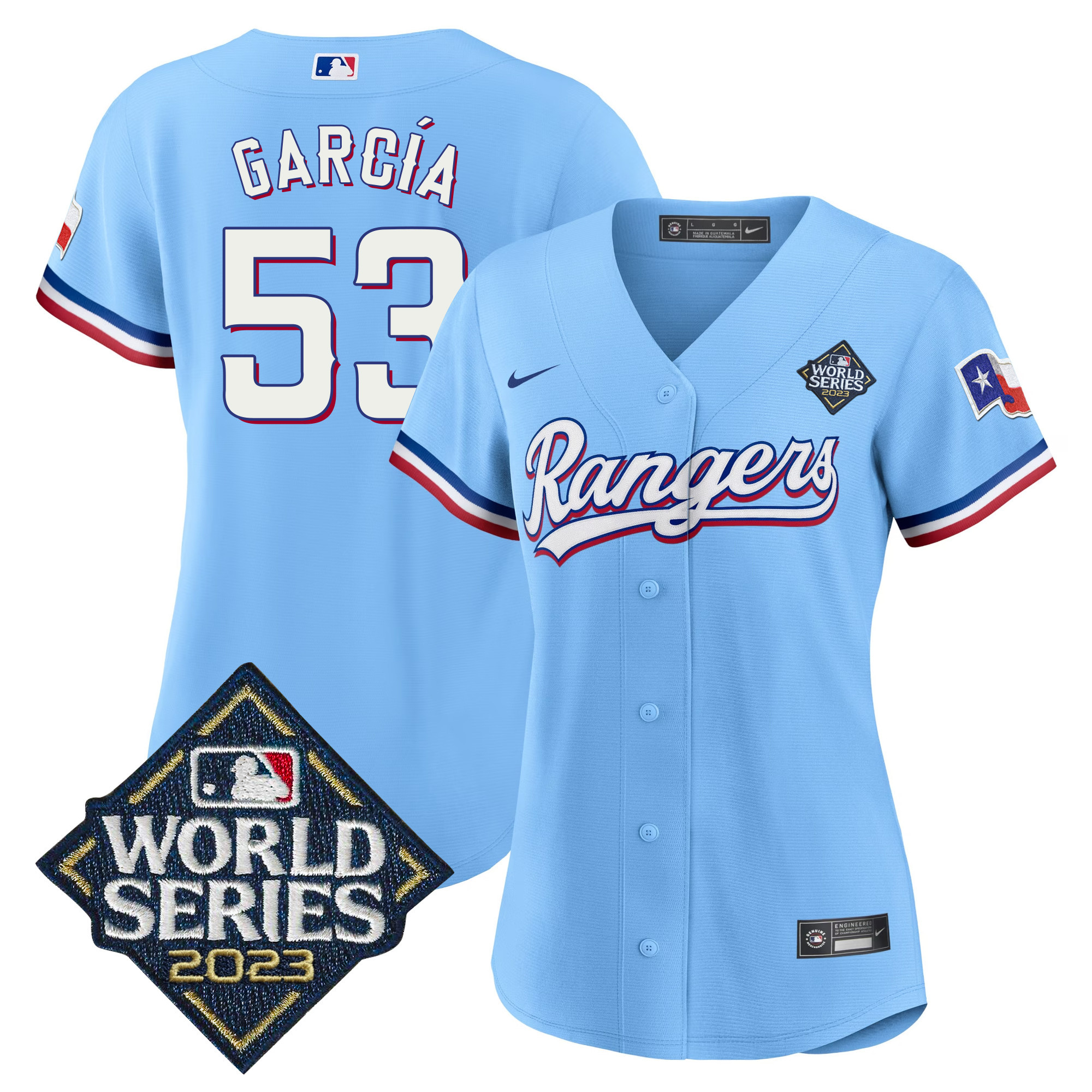 Adolis Garcia Women's Texas Rangers World Series Baseball V2 Blue Jersey