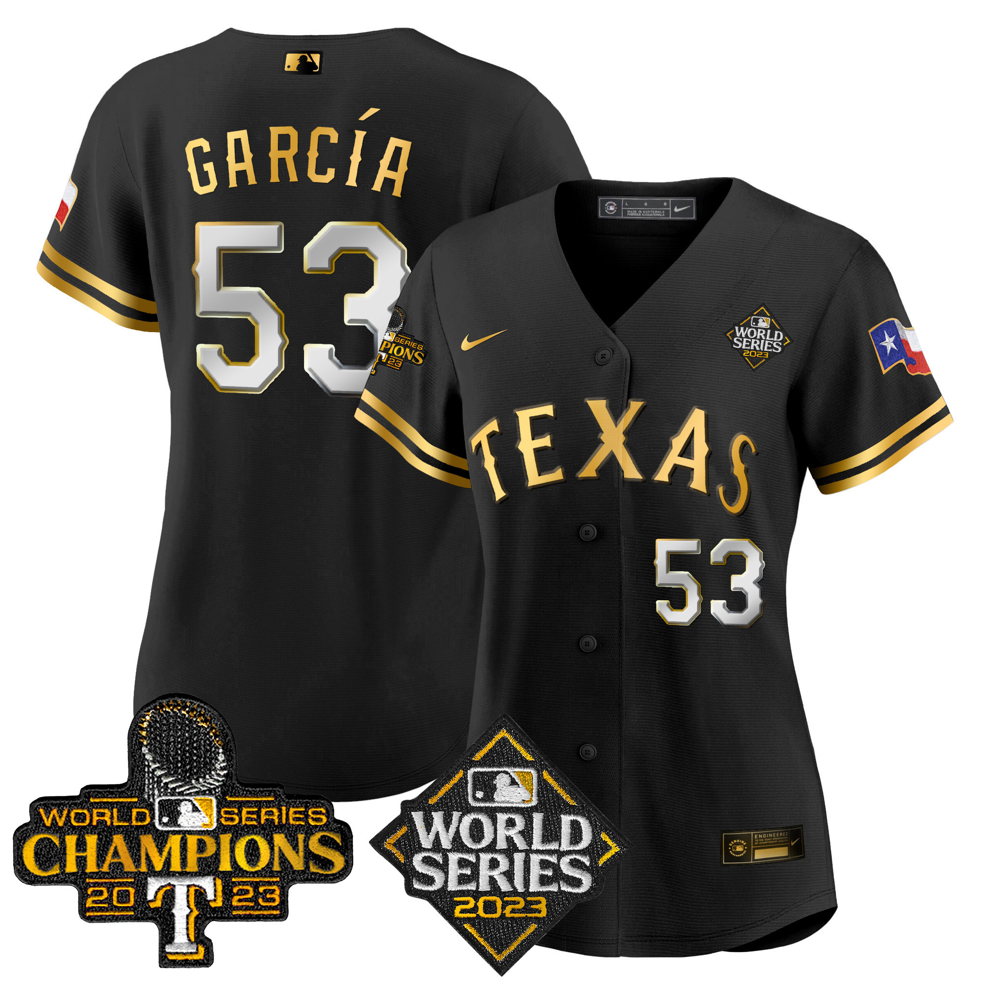 Adolis Garcia Women's Texas Rangers World Series Champions Baseball V4 Black Limited Jersey