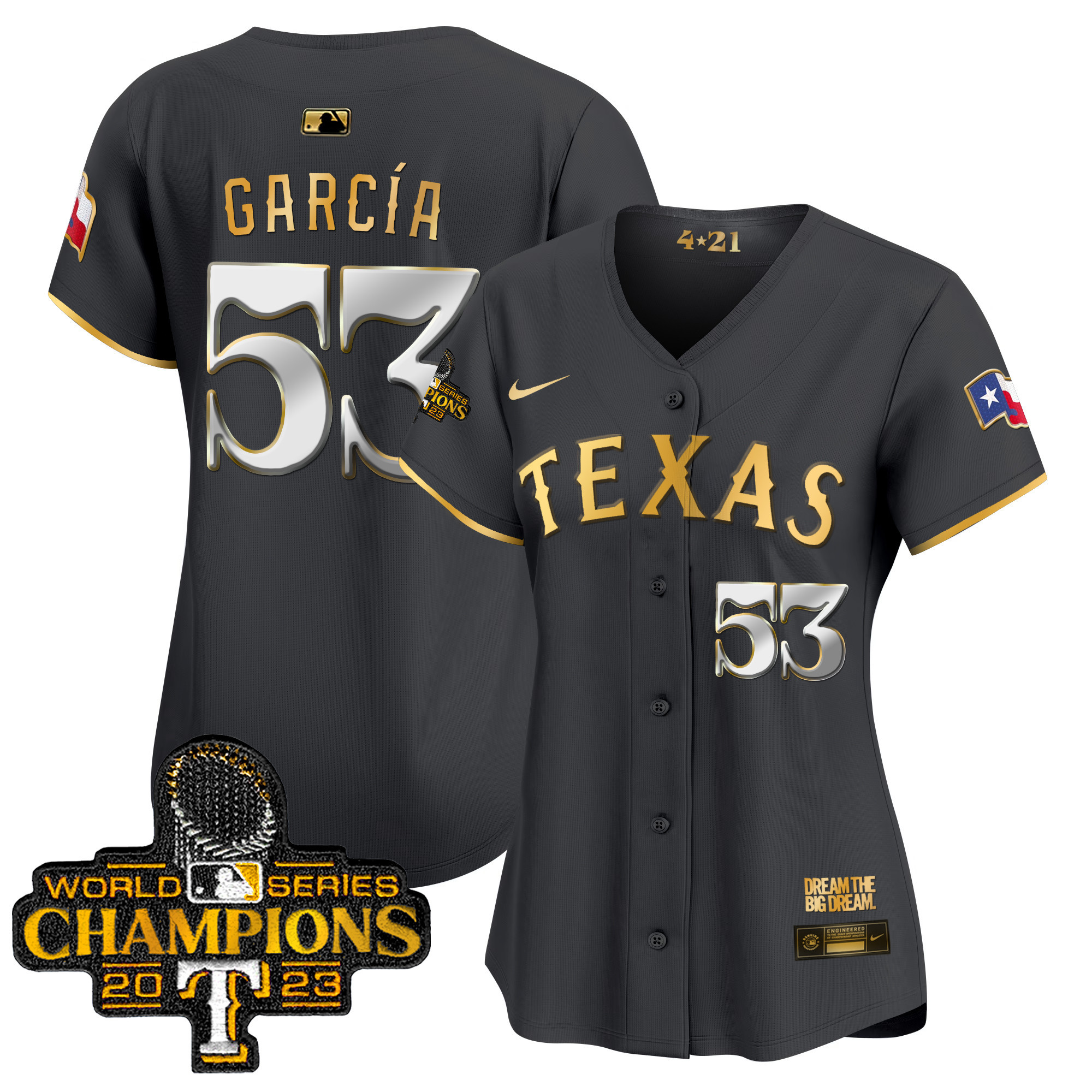 Adolis Garcia Women's Texas Rangers World Series Champions City Connect Vapor Premier Limited Black Gold Jersey