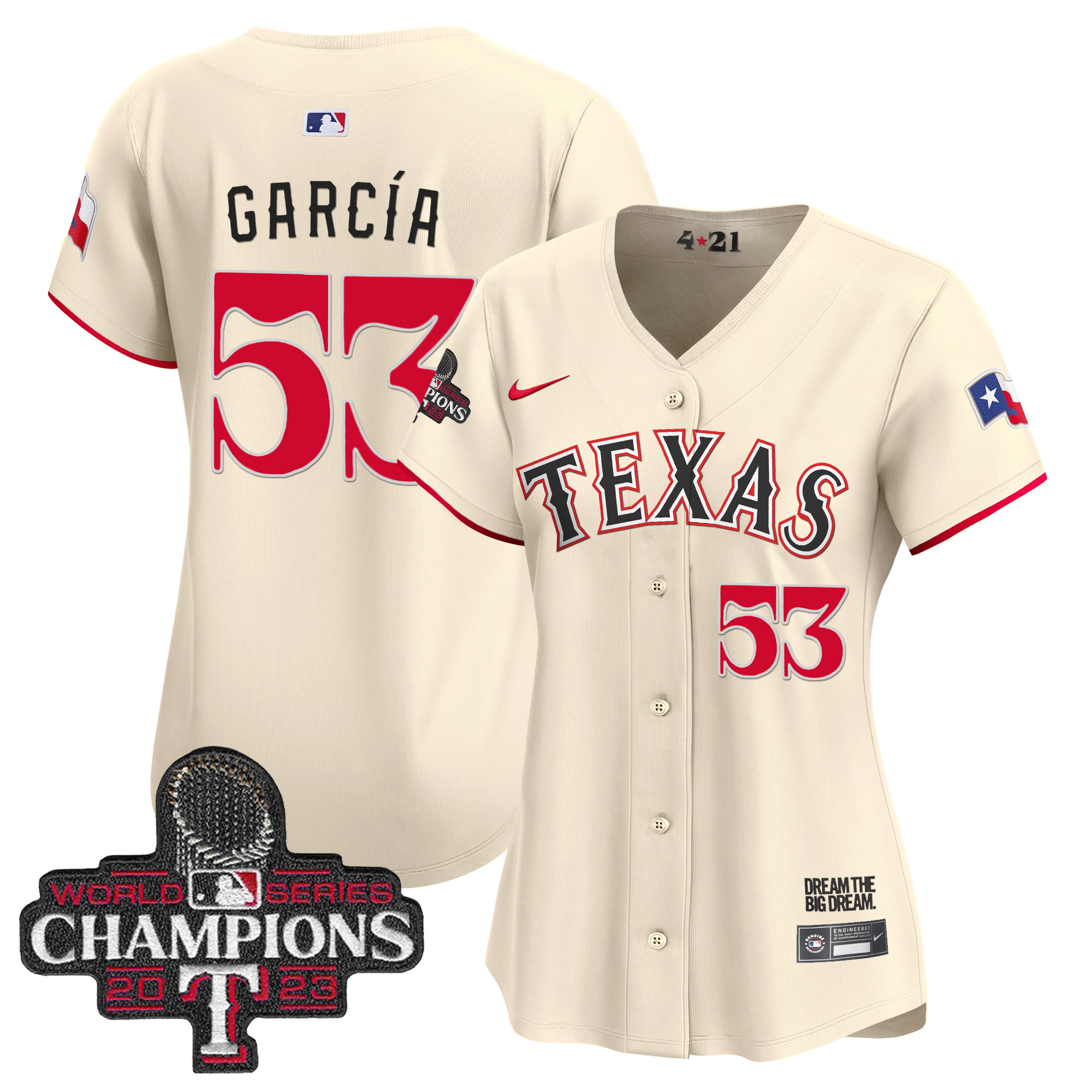 Adolis Garcia Women's Texas Rangers World Series Champions City Connect Vapor Premier Limited Cream Jersey