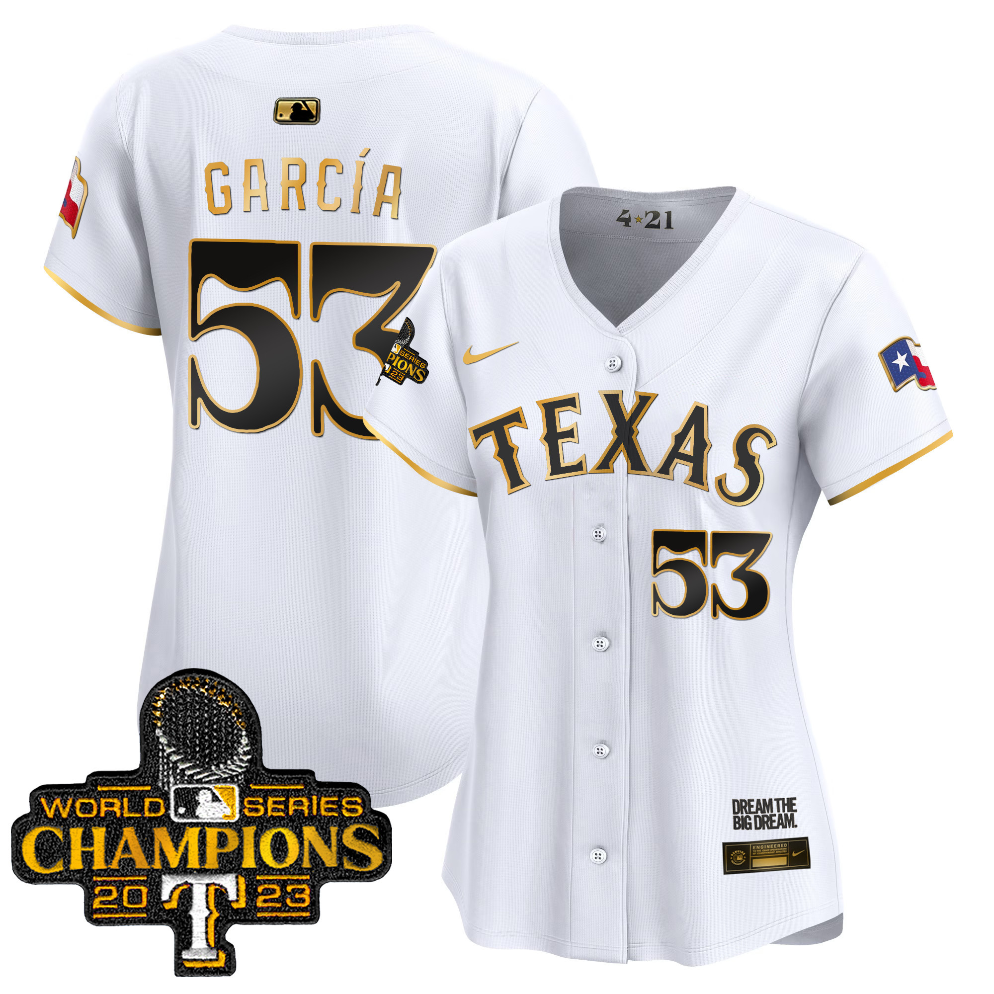 Adolis Garcia Women's Texas Rangers World Series Champions City Connect Vapor Premier Limited White Gold Jersey