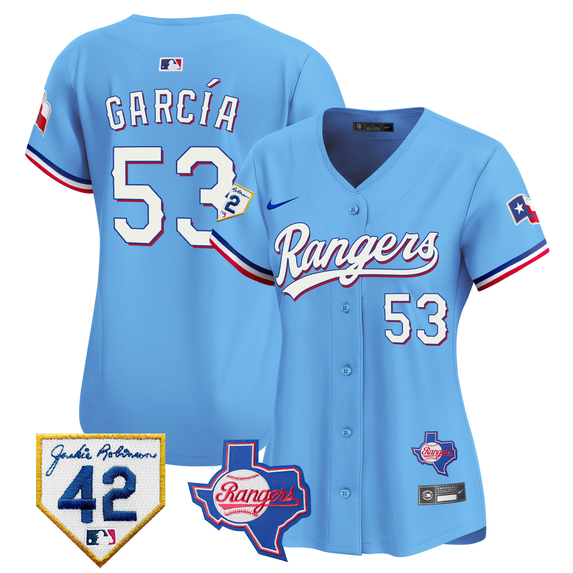 Adolis Garcia Women's Texas Rangers Jackie Robinson Patch Vapor Premier Limited Blue Jersey
