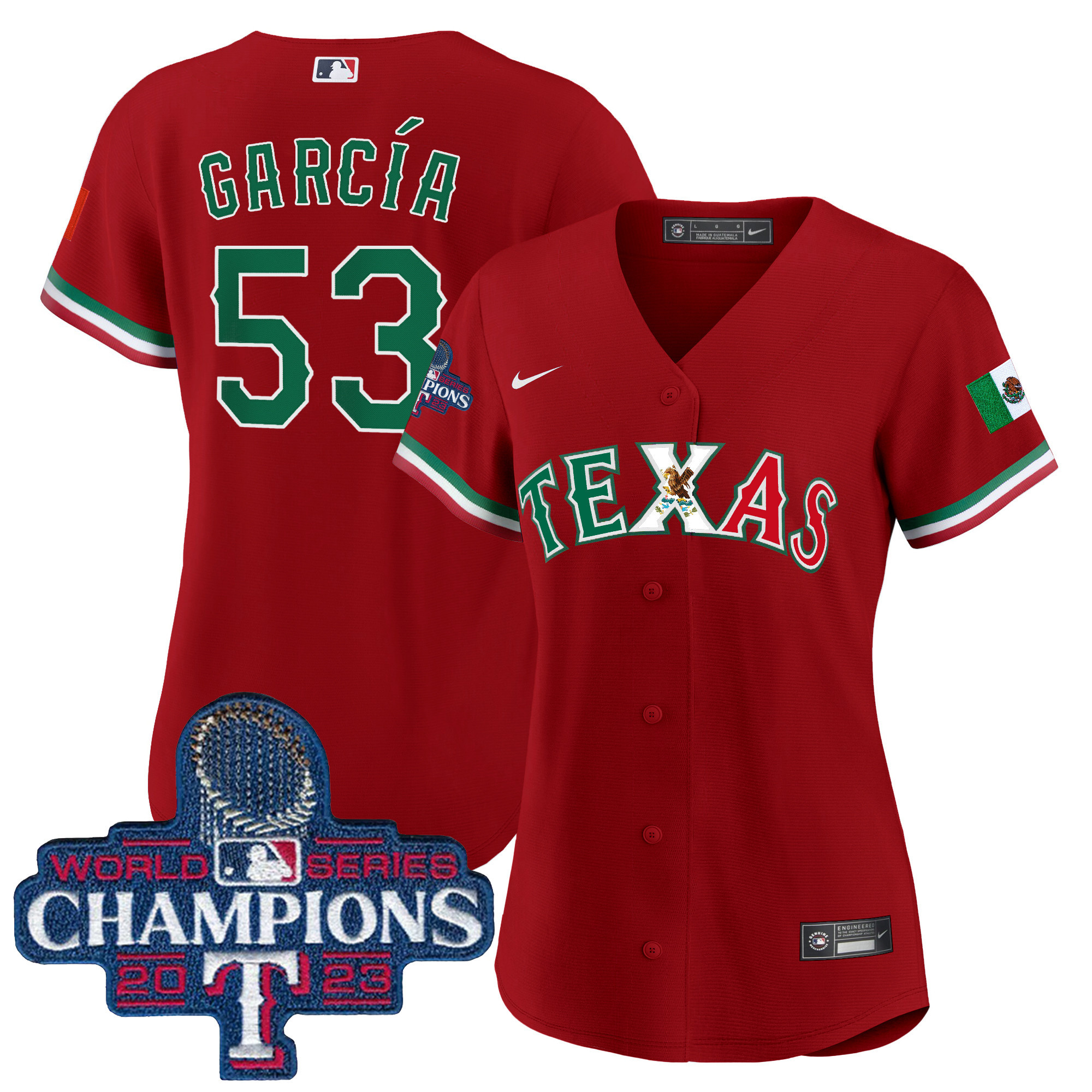 Adolis Garcia Women's Texas Rangers Mexico World Series Champions Baseball Red Jersey