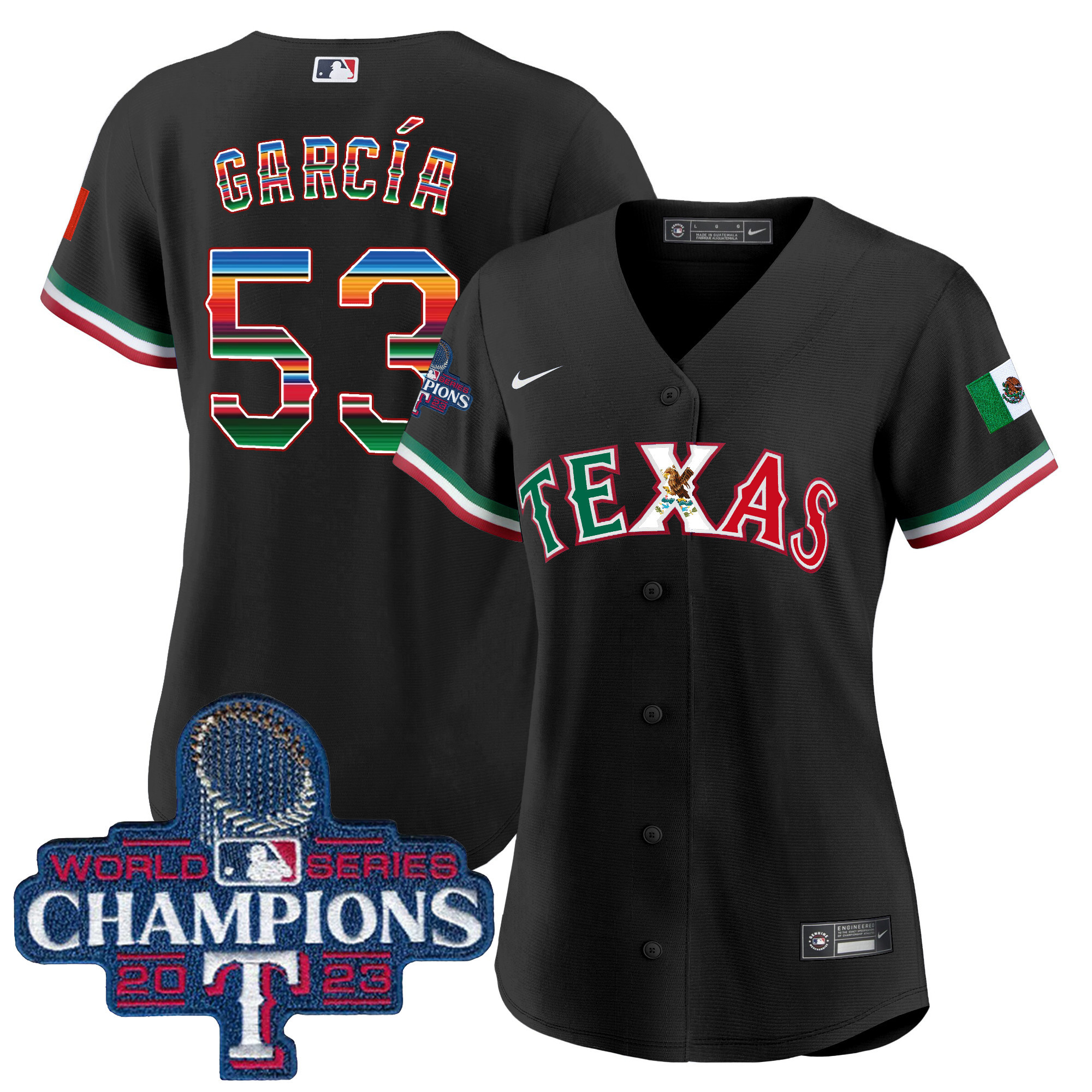 Adolis Garcia Women's Texas Rangers Mexico World Series Champions Baseball V2 Black Jersey