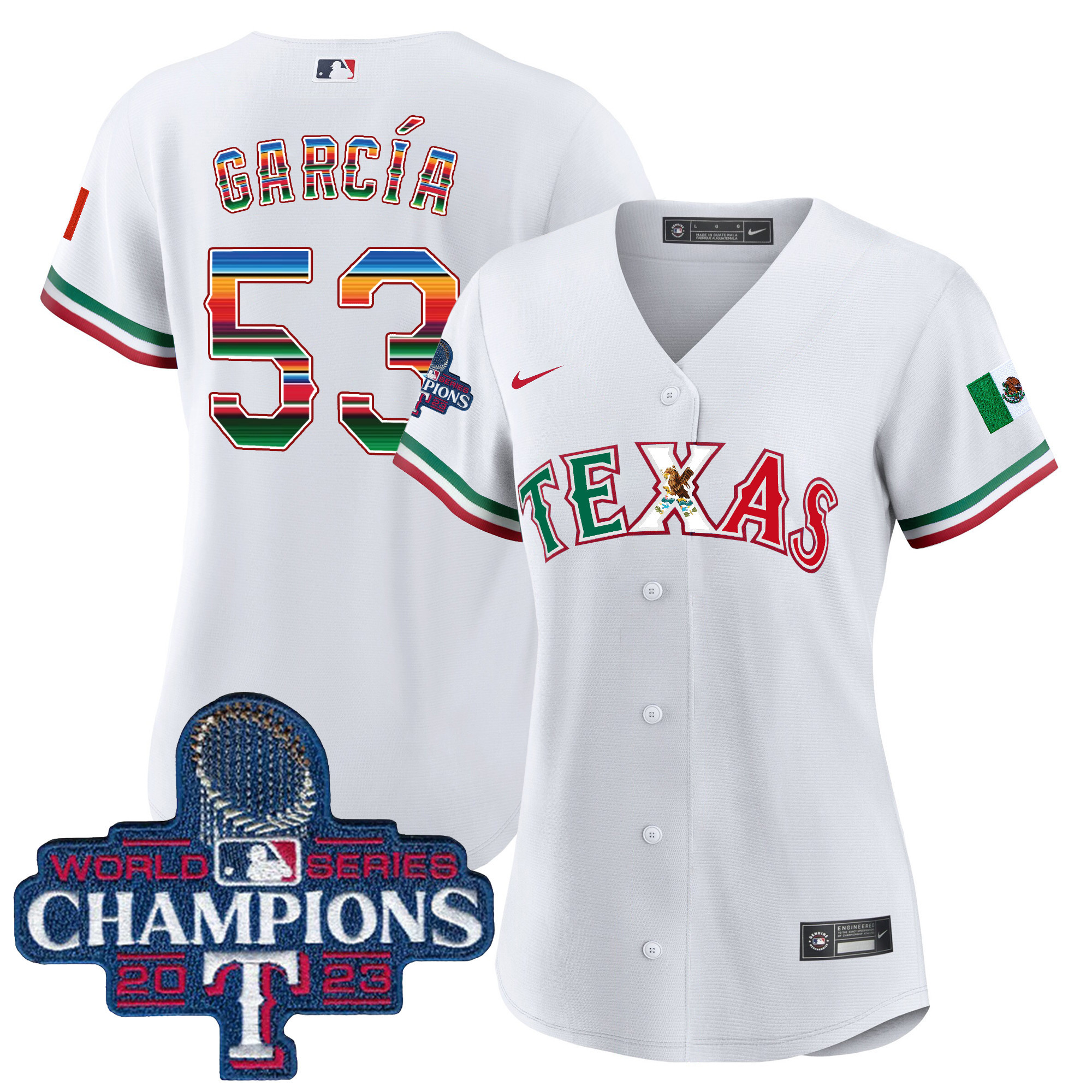 Adolis Garcia Women's Texas Rangers Mexico World Series Champions Baseball V2 White Jersey