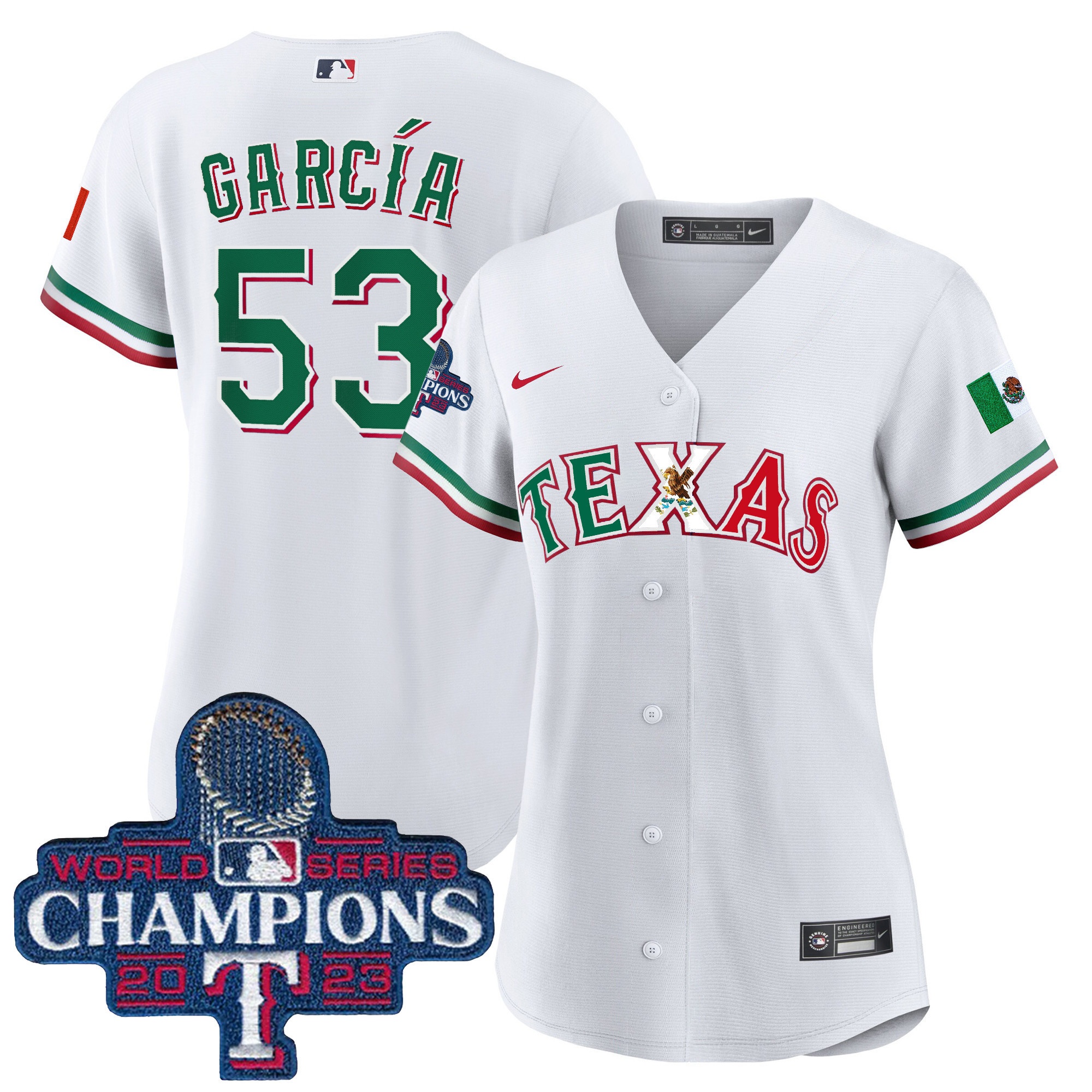 Adolis Garcia Women's Texas Rangers Mexico World Series Champions Baseball White Jersey