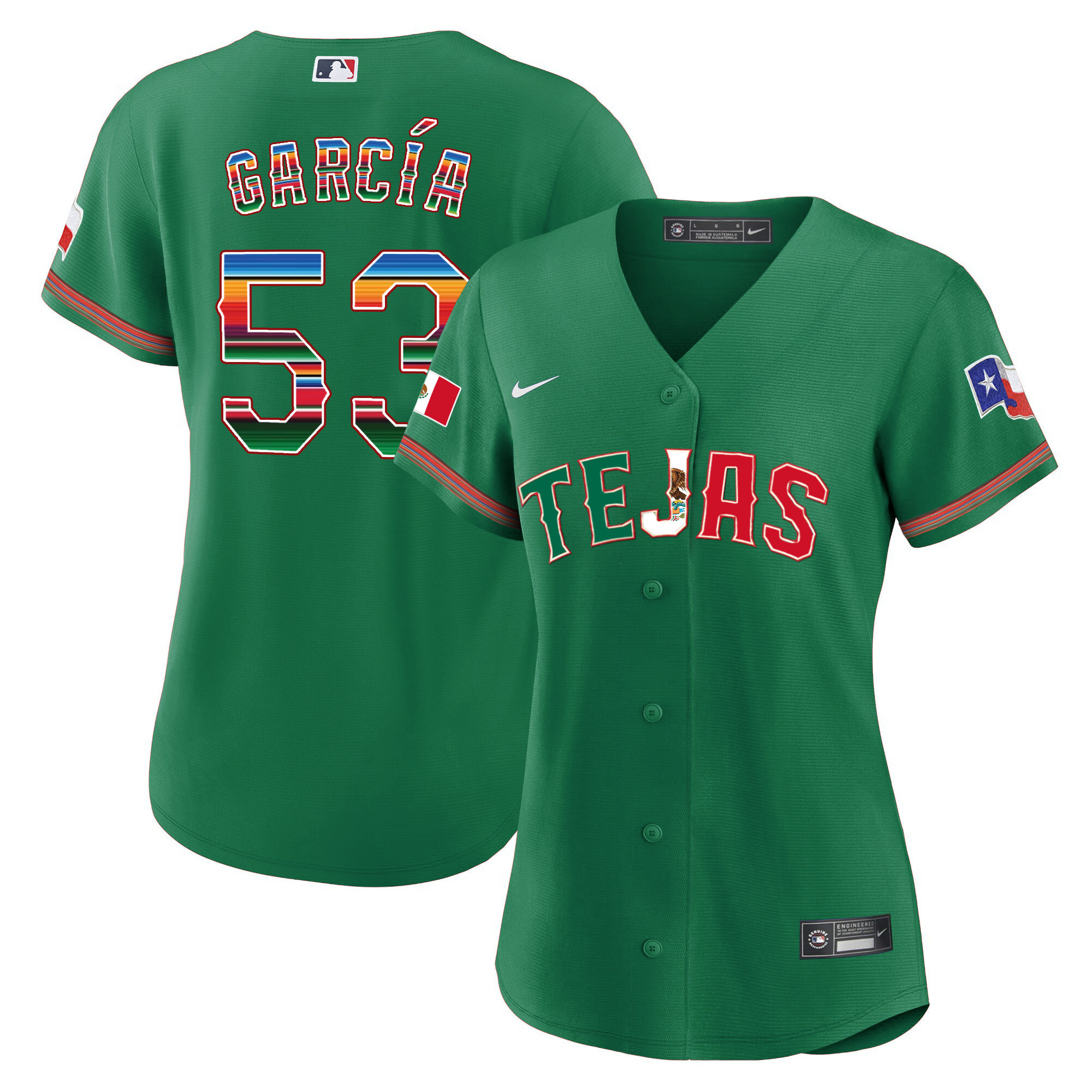 Adolis Garcia Women's Texas Rangers Mexico Flag Green Jersey