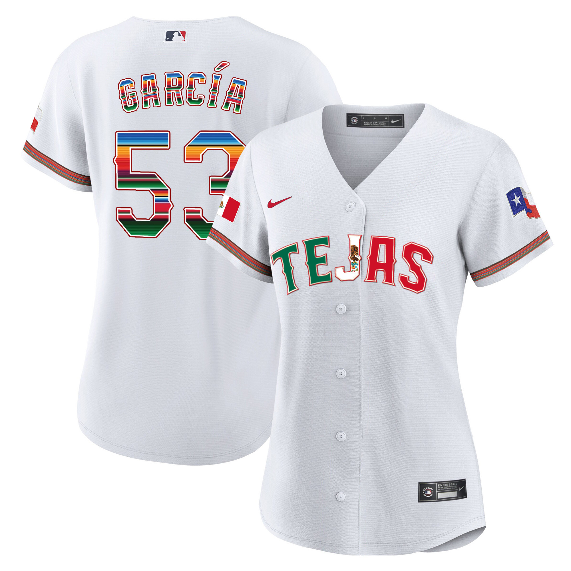 Adolis Garcia Women's Texas Rangers Mexico Flag White Jersey