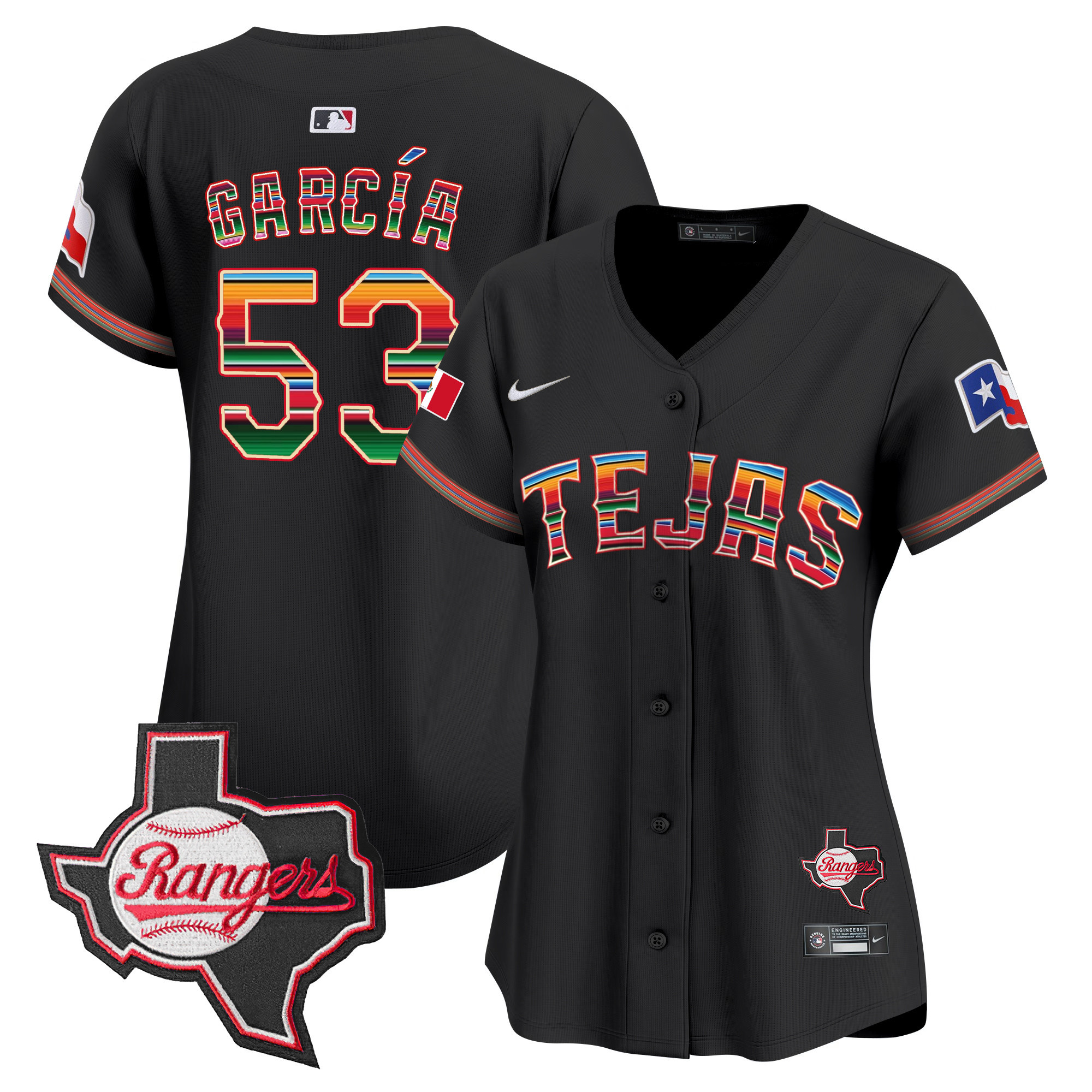 Adolis Garcia Women's Texas Rangers Mexico Texas Patch Vapor Premier Limited Black Jersey