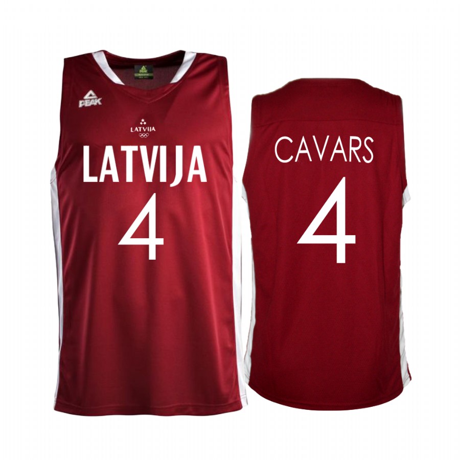 Agnis Cavars 3x3-Latvia #4 Red Tokyo Olymipcs First Gold Medal Jersey