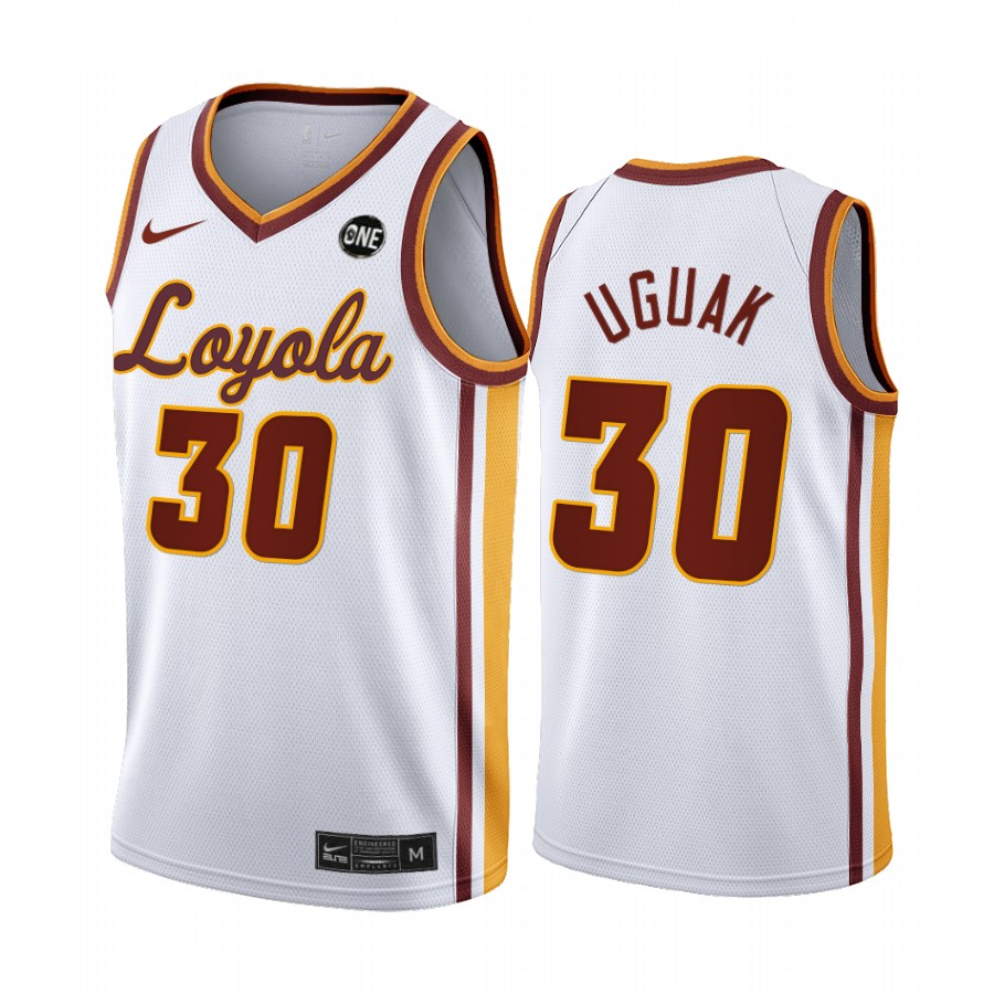 Aher Uguak Loyola Ramblers White Jersey MVC Championship College