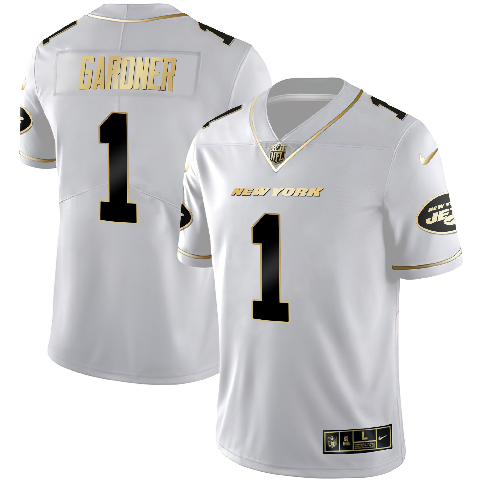 Ahmad Sauce Gardner Men's New York Jets Black Gold & White Gold Vapor Limited Jersey