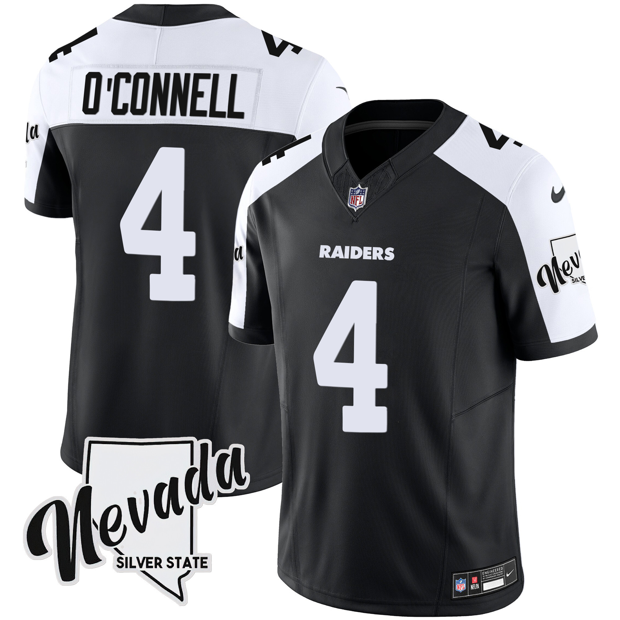 Aidan O'Connell Men's Las Vegas Raiders Nevada Silver State Patch Vapor Black Alternate Jersey