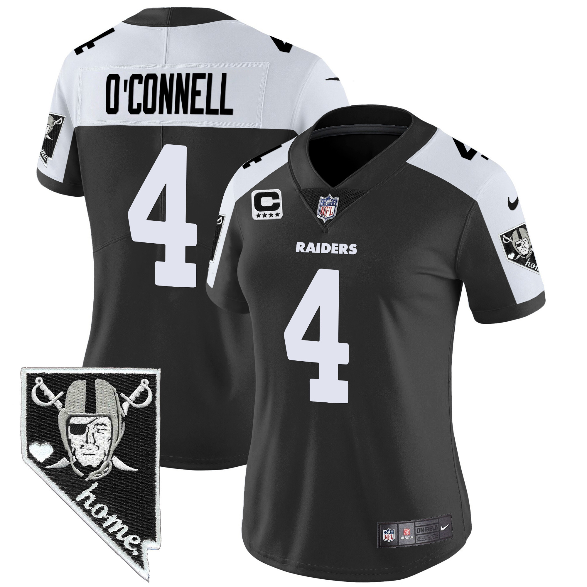 Aidan O'Connell Women's Las Vegas Raiders Nevada Home Patch Vapor Black Alternate Jersey