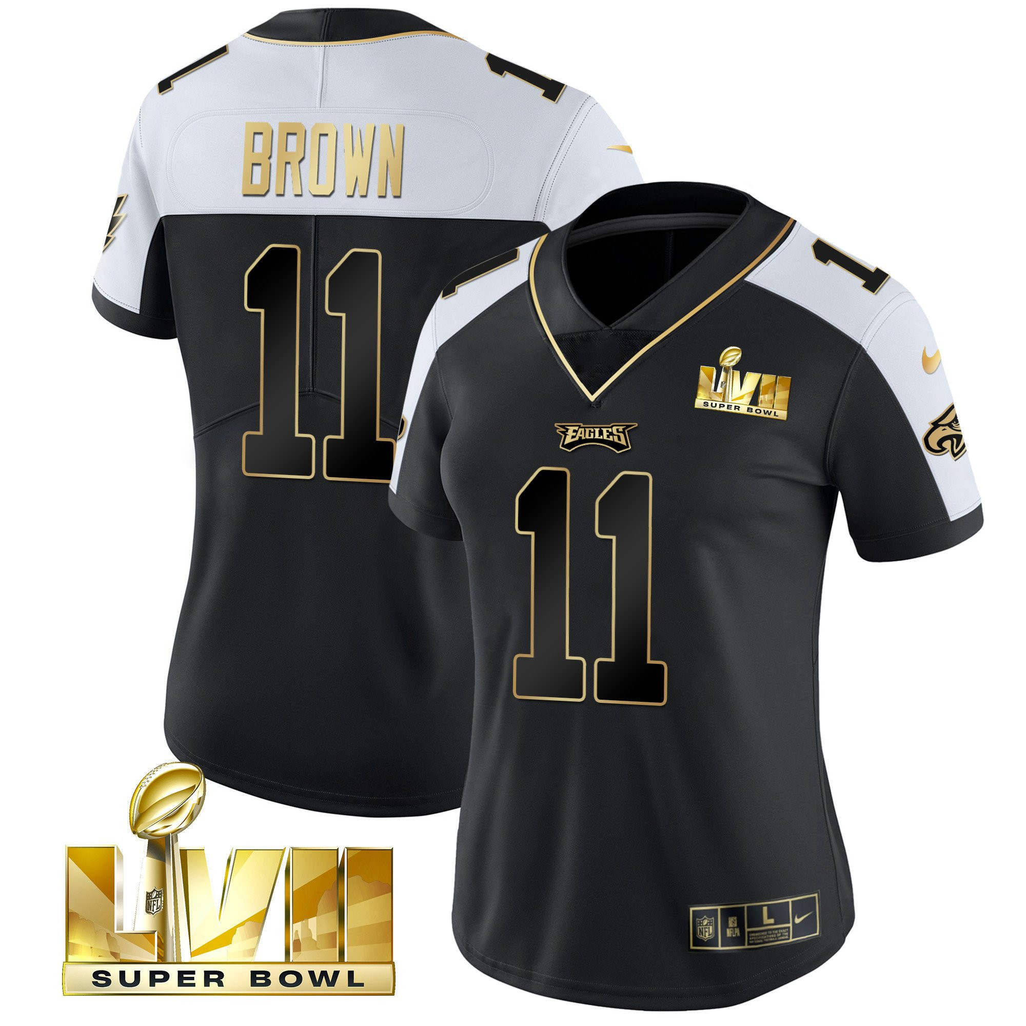 A.J. Brown Women's Philadelphia Eagles Super Bowl LVII Gold Vapor Alternate Jersey