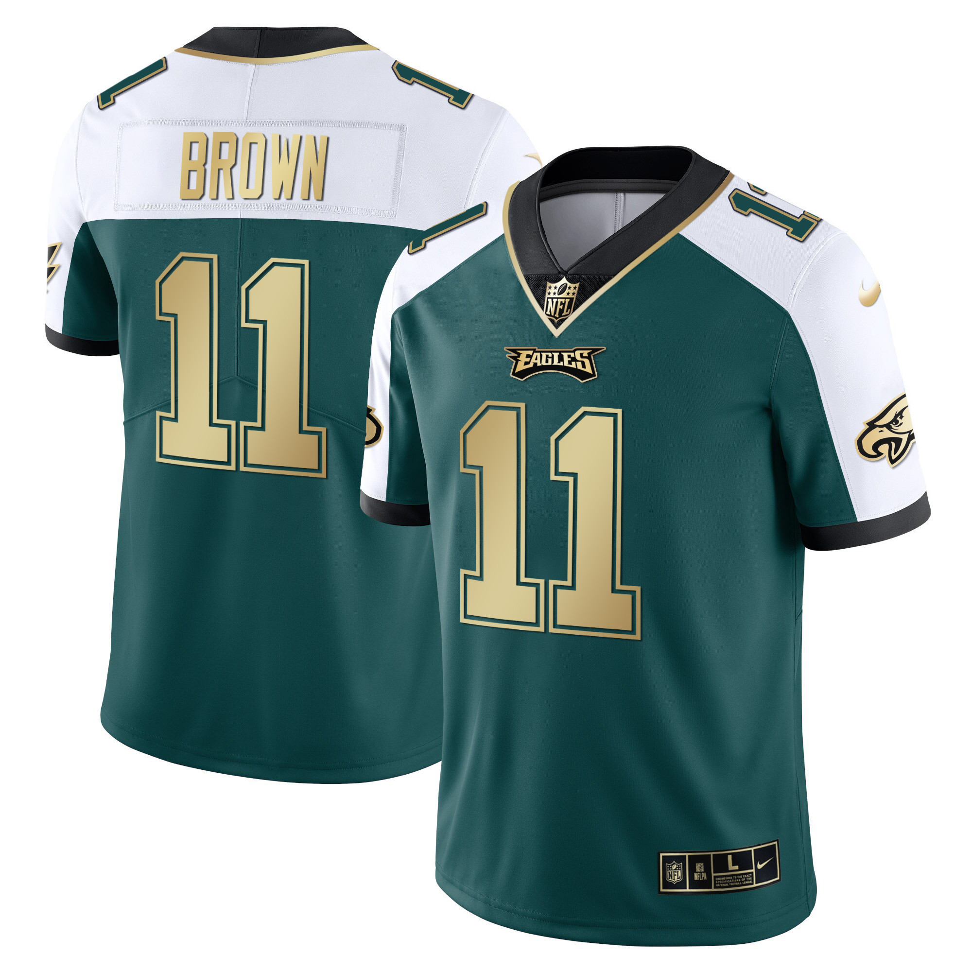 A.J. Brown Youth's Philadelphia Eagles Gold & Split Vapor Alternate Green Jersey