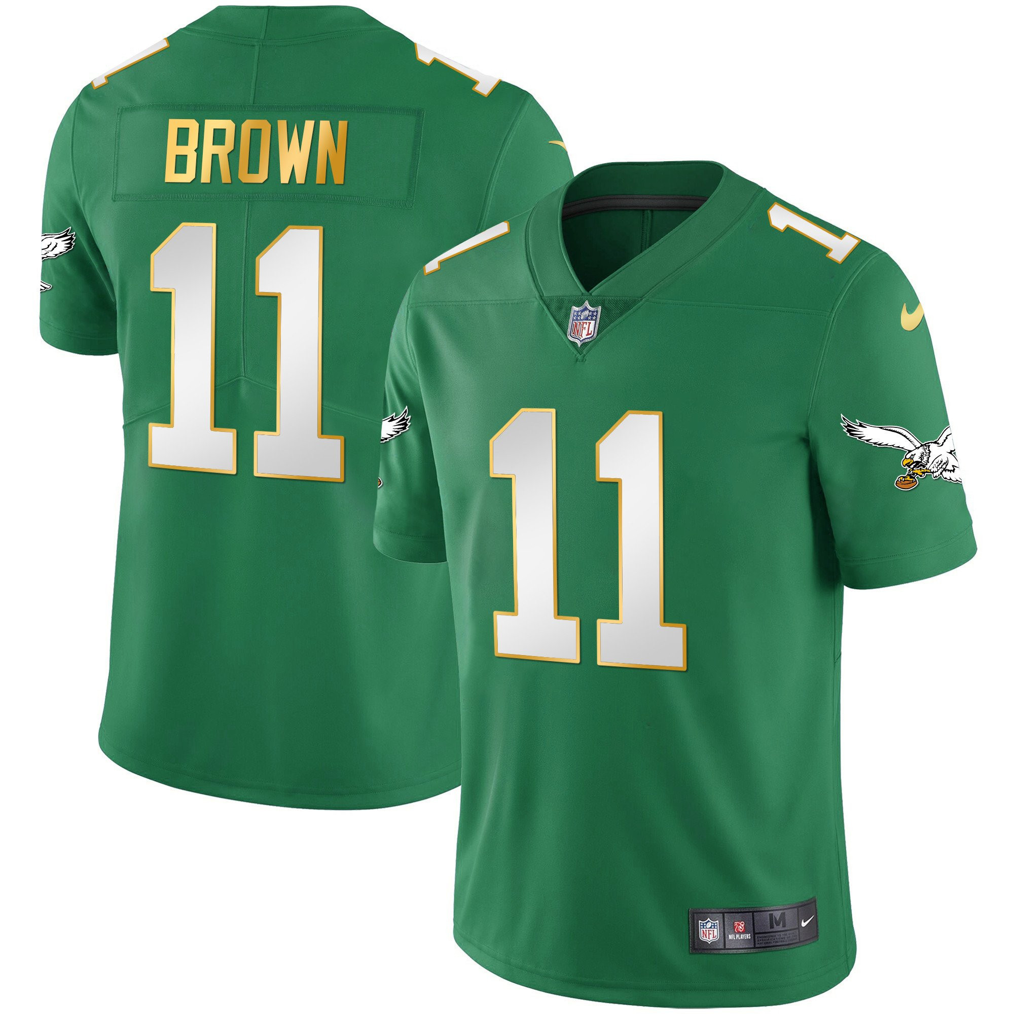 A.J. Brown Youth's Philadelphia Eagles Kelly Green Gold Gold Trim Jersey