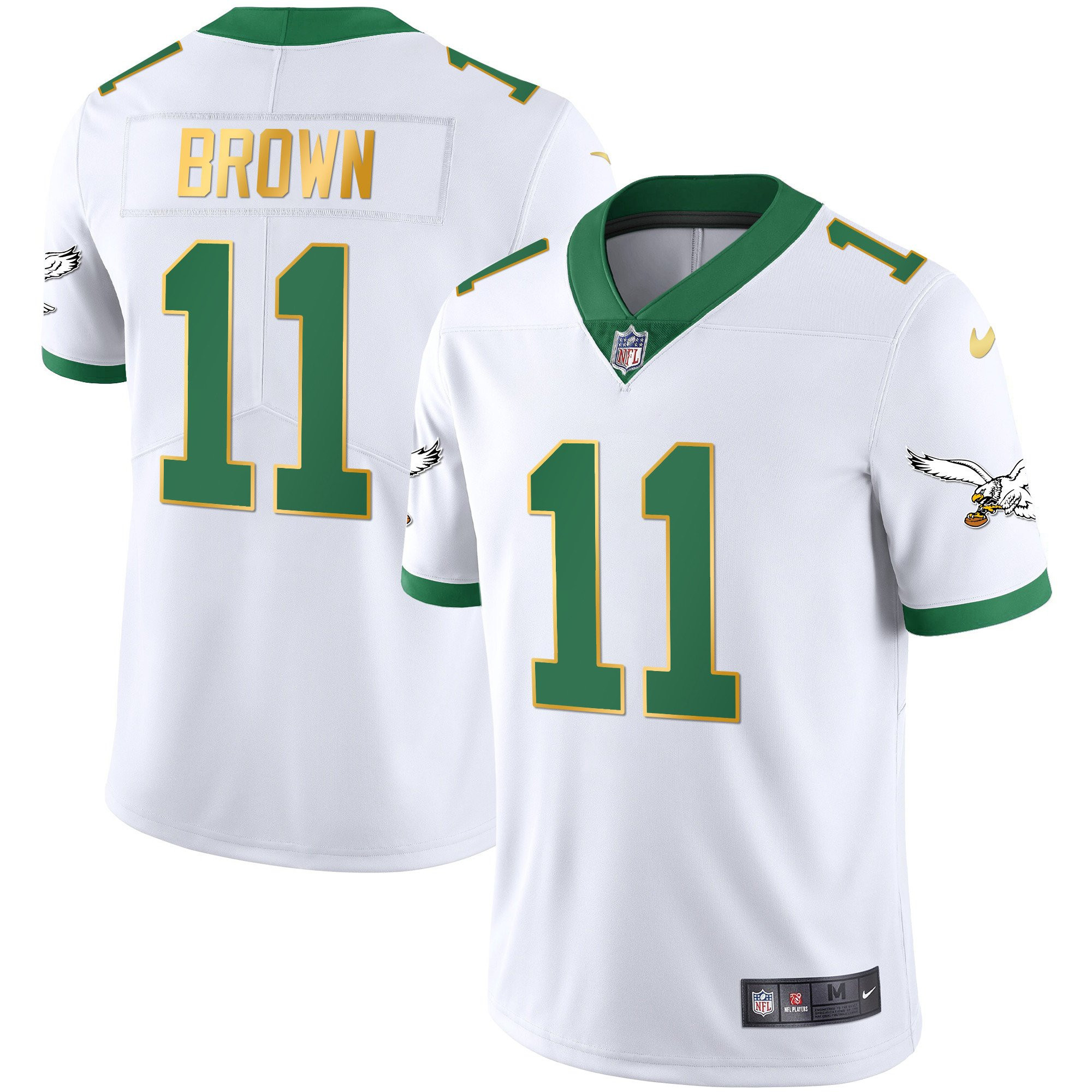 A.J. Brown Youth's Philadelphia Eagles Kelly Green Gold White Gold Trim Jersey