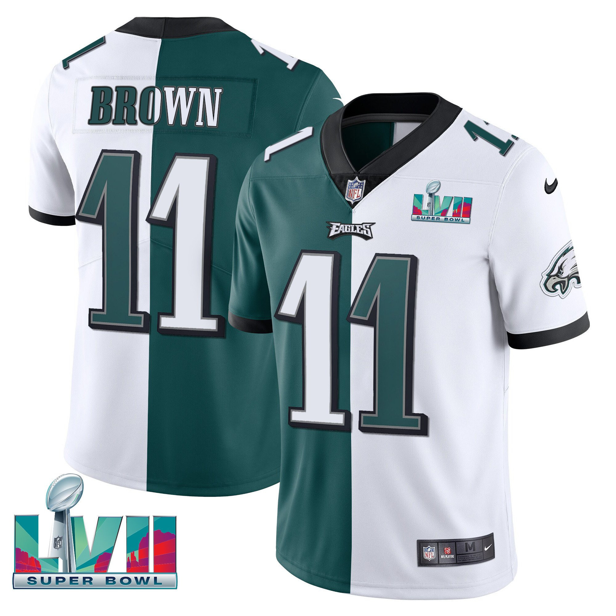 A.J. Brown Youth's Philadelphia Eagles Super Bowl Patch Vapor Split Jersey