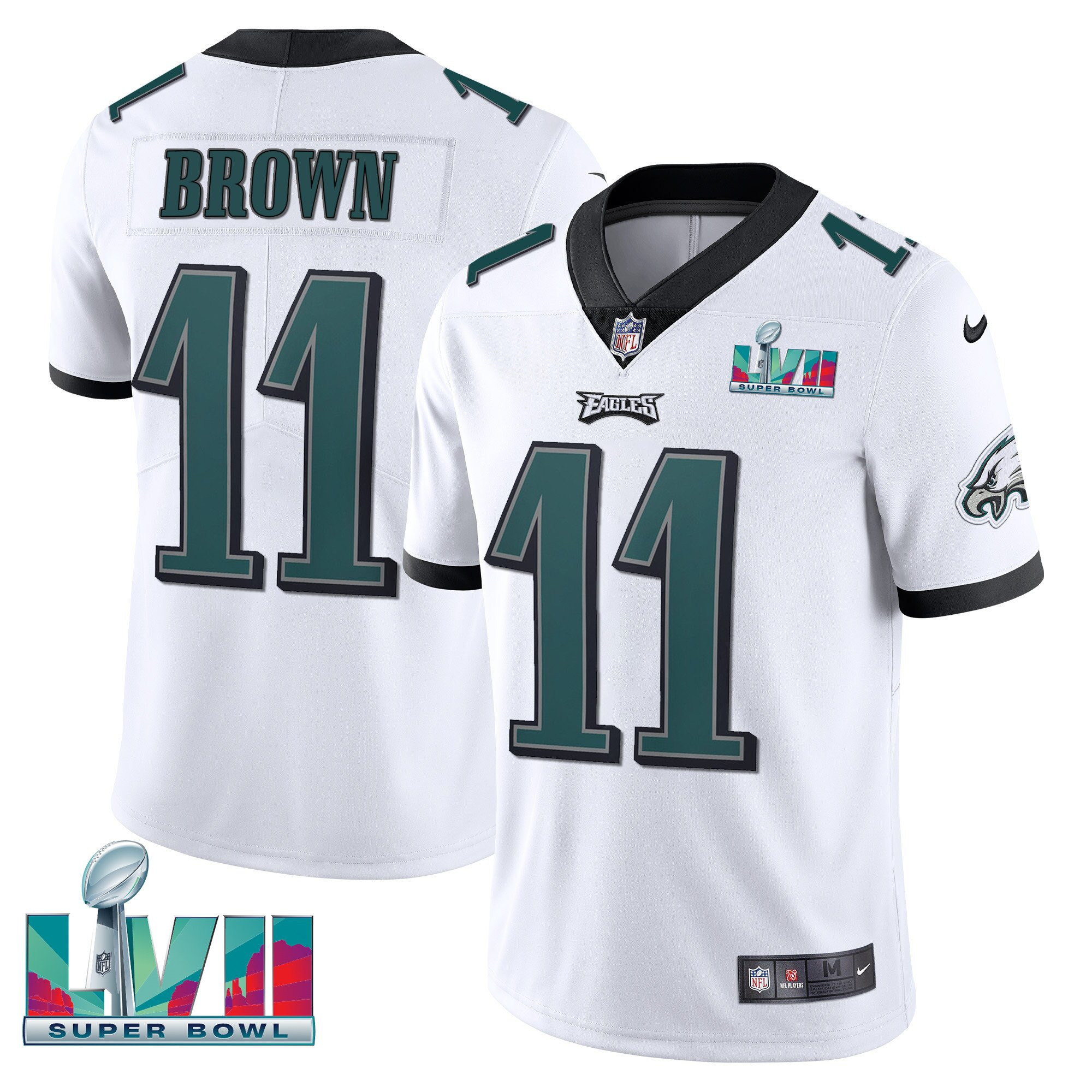 A.J. Brown Youth's Philadelphia Eagles Super Bowl Patch Vapor White Jersey