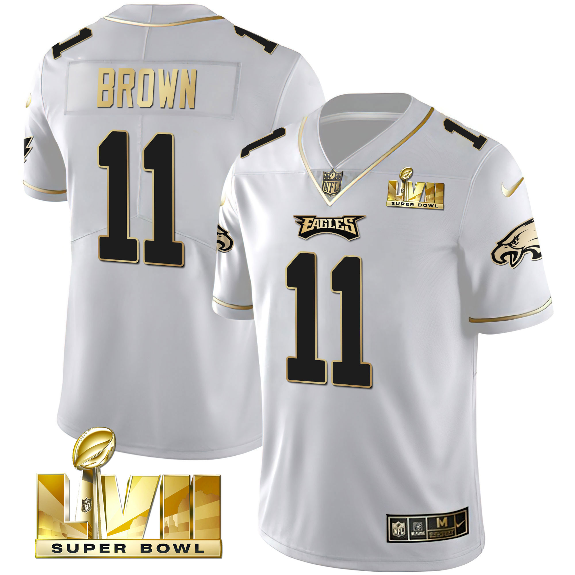 A.J. Brown Youth's Philadelphia Eagles Super Bowl Vapor Gold White Gold Jersey