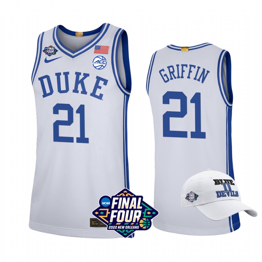 AJ Griffin Duke Blue Devils White Jersey March Madness Final Four Free Hat