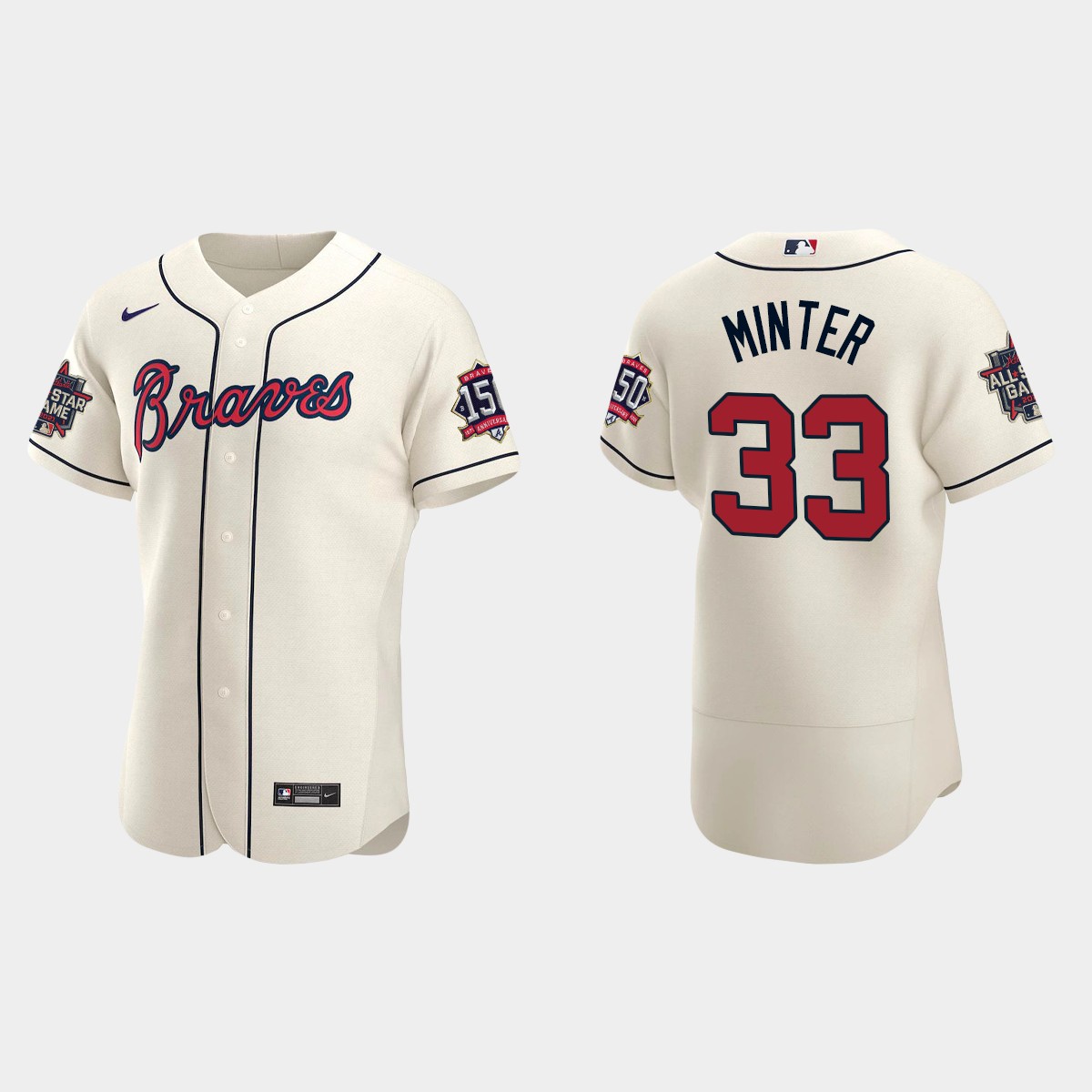 A.J. Minter #33 Atlanta Braves Alternate All-Star Jersey - Cream