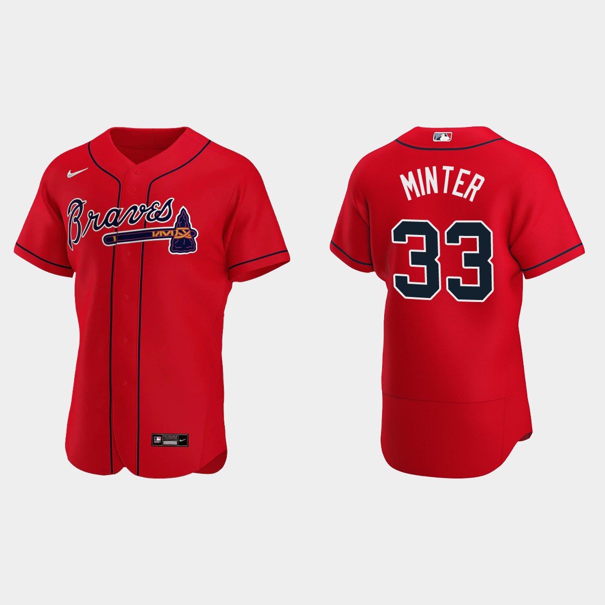A.J. Minter #33 Atlanta Braves Alternate Jersey - Red