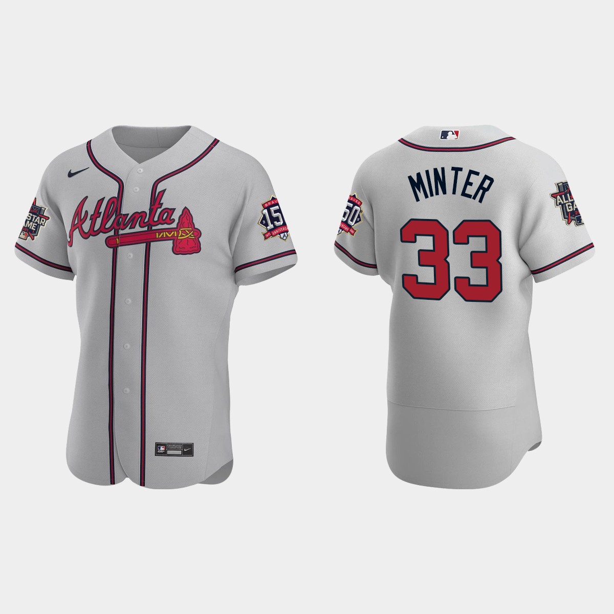 A.J. Minter #33 Atlanta Braves Road All-Star Jersey - Gray
