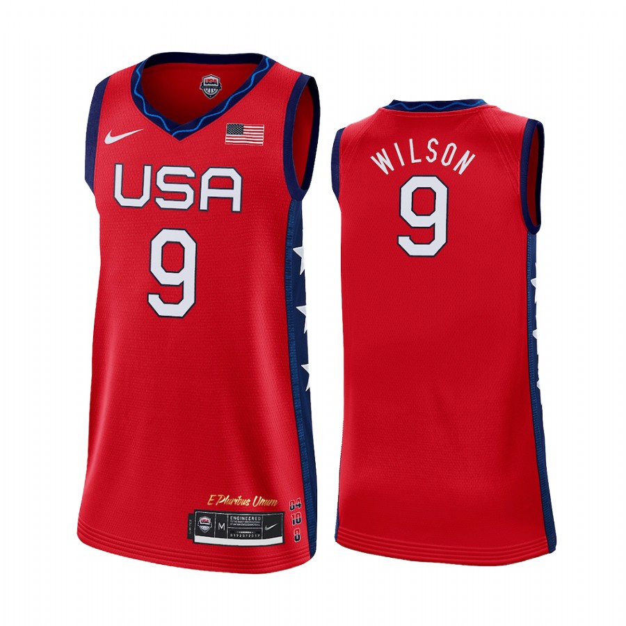 A'ja Wilson USA Red Summer Olympics Women Jersey Limited