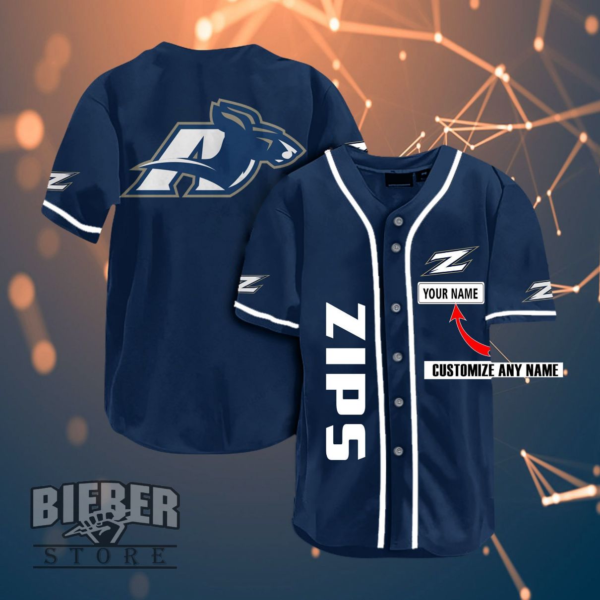 Akron Zips Personalized Name Fans Team 3d Customization Gifts Baseball Jersey