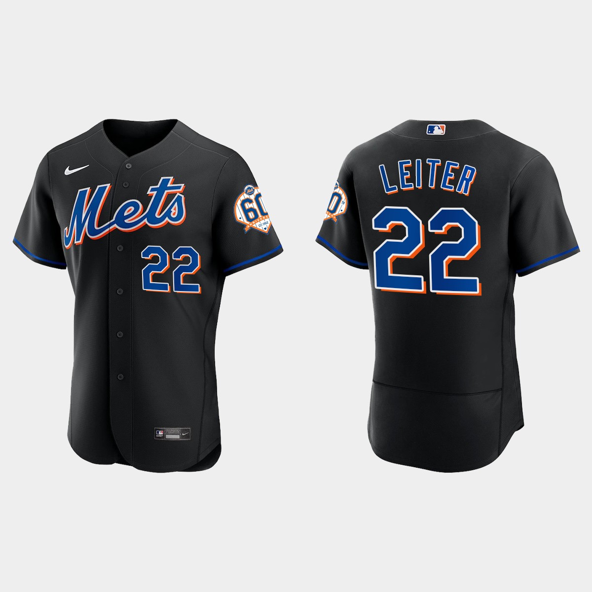 Al Leiter New York Mets 60th Anniversary Alternate Jersey - Black