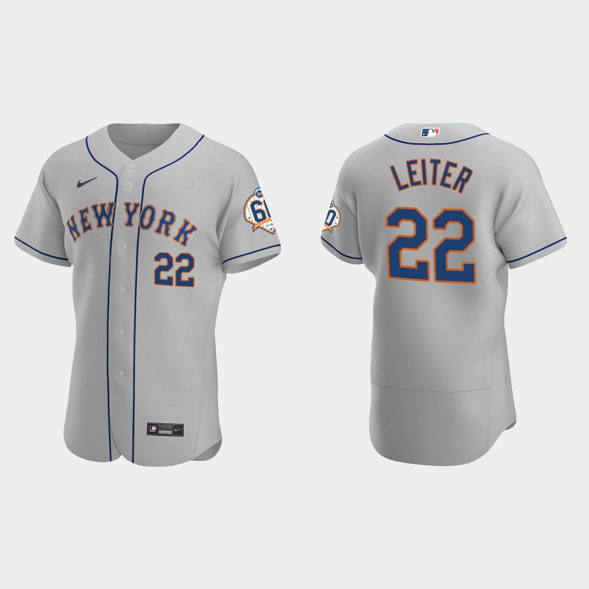 Al Leiter New York Mets 60th Anniversary Road Jersey - Gray
