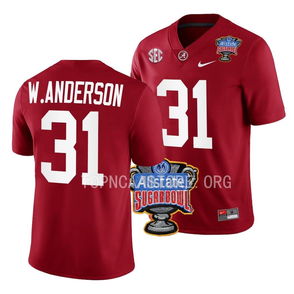 Alabama Crimson Tide Sugar Bowl Will Anderson Jr. #31 Crimson Men's College Jersey
