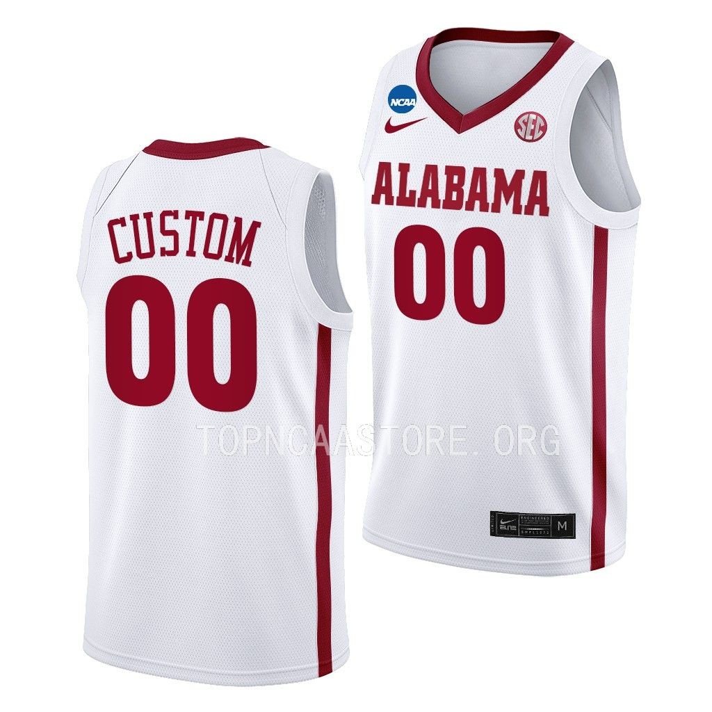 Alabama Crimson Tide March Madness Custom 00 White Mens Jersey Men