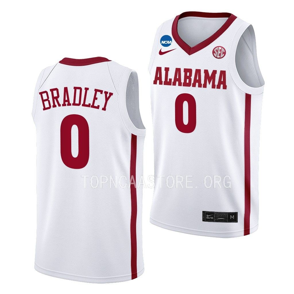 Alabama Crimson Tide March Madness Jaden Bradley 0 White Mens Jersey Men